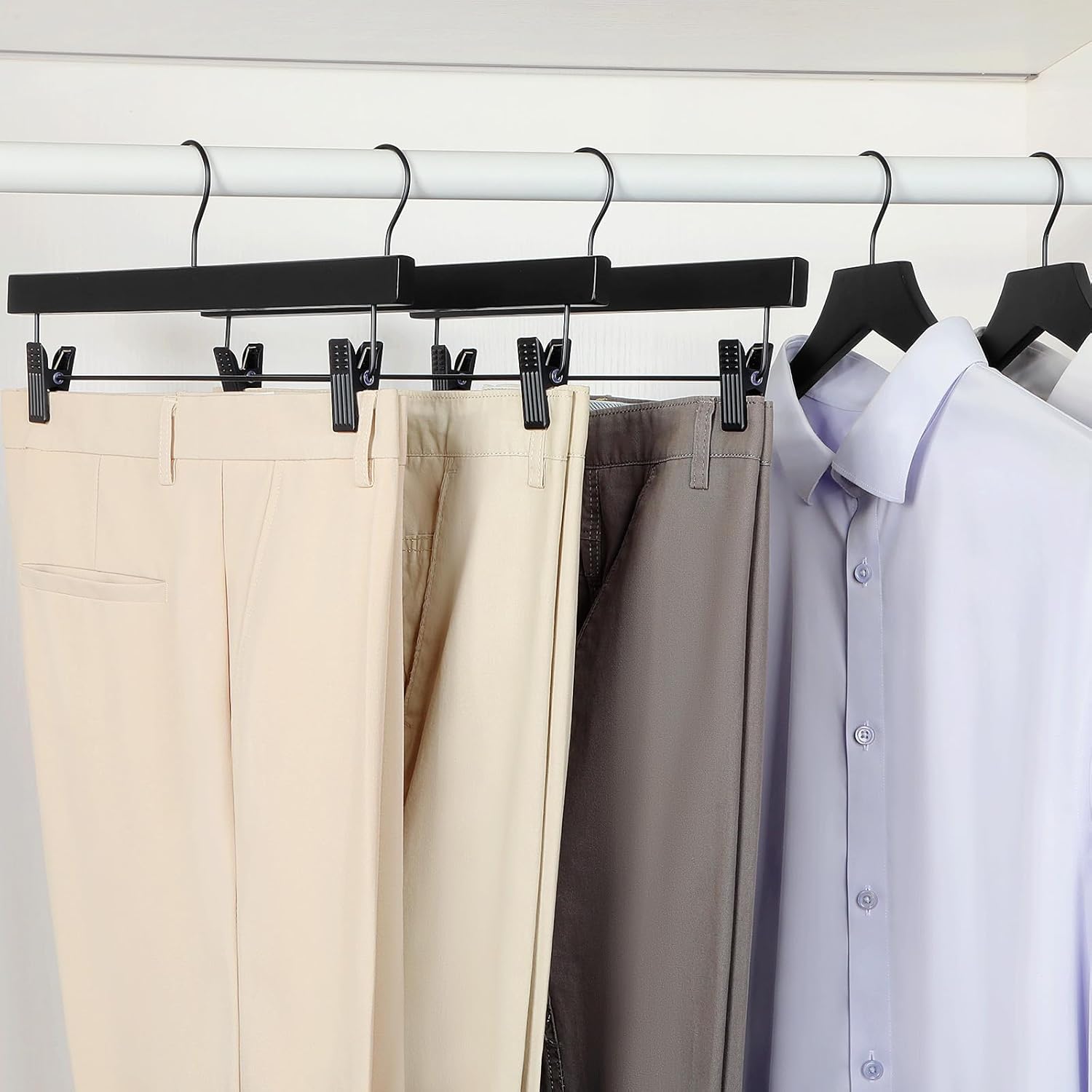 TOPIA HANGER Wooden Pants Hangers 10 Pack