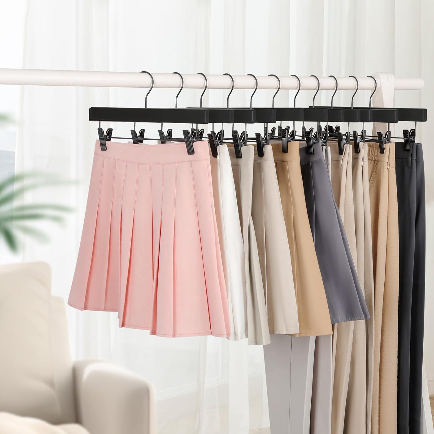 TOPIA HANGER Wooden Pants Hangers 10 Pack