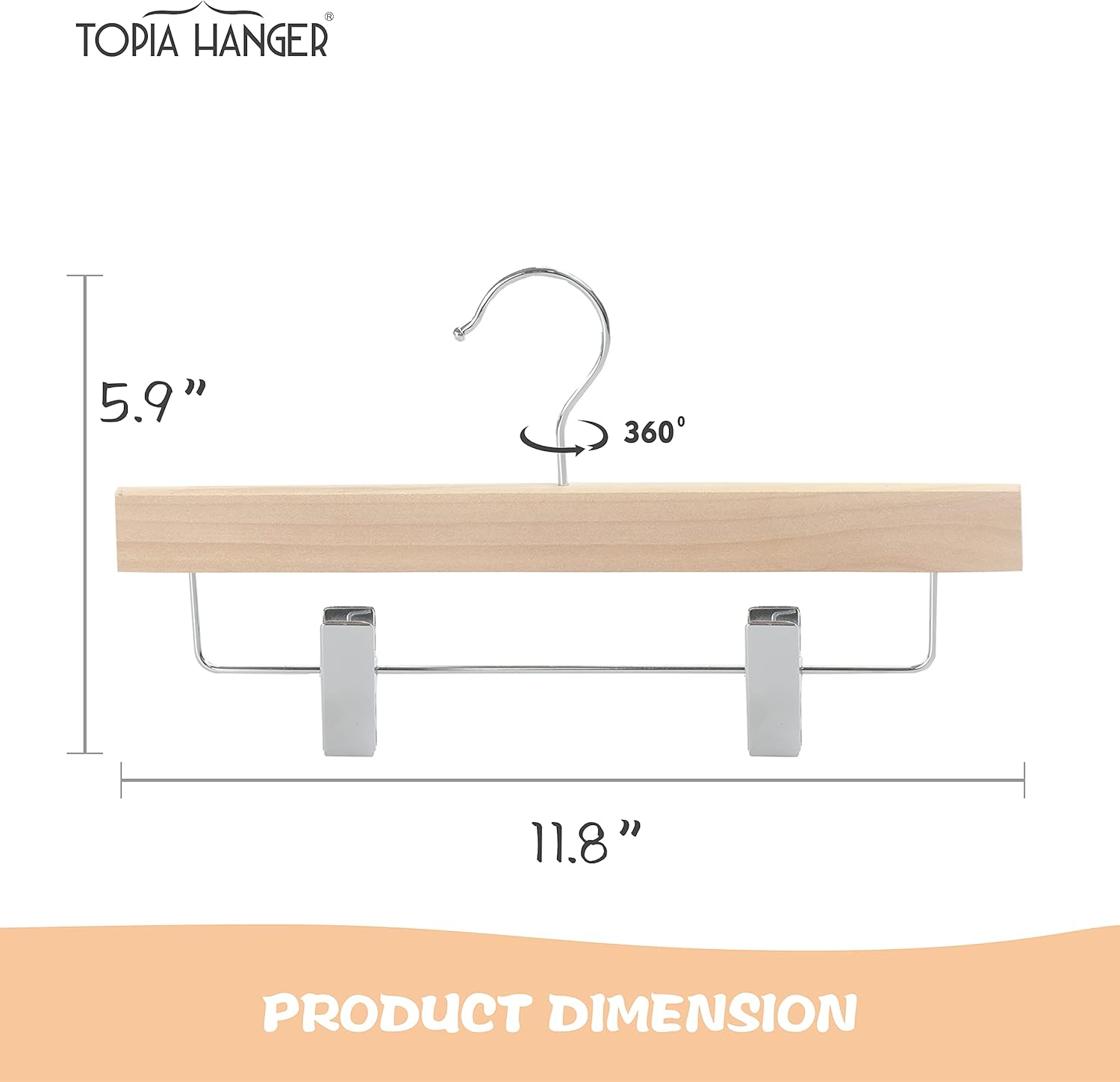 TOPIA HANGER 11.8%27%27 Unfinished/Natural Wooden Pants Skirt Hangers for Kids Baby Toddler Children