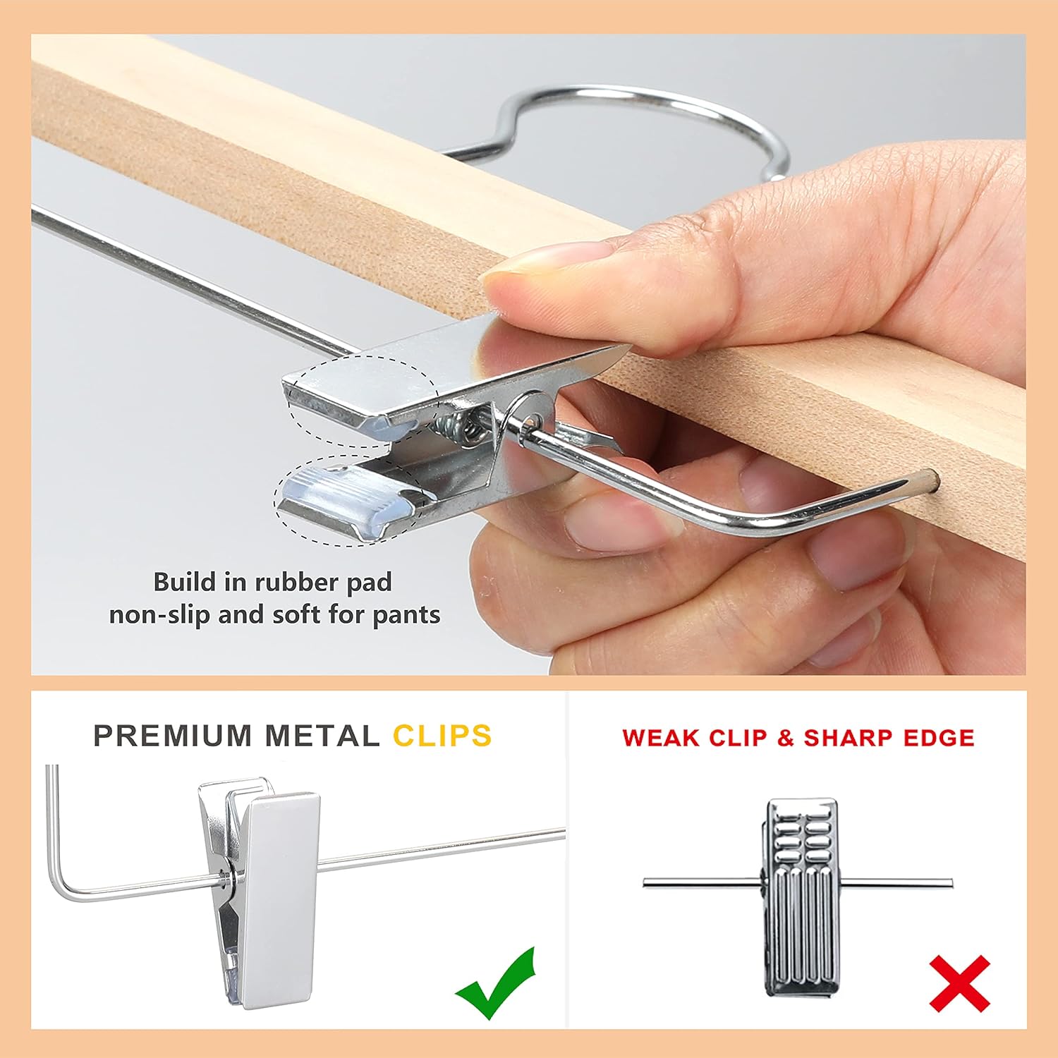 TOPIA HANGER 11.8%27%27 Unfinished/Natural Wooden Pants Skirt Hangers for Kids Baby Toddler Children