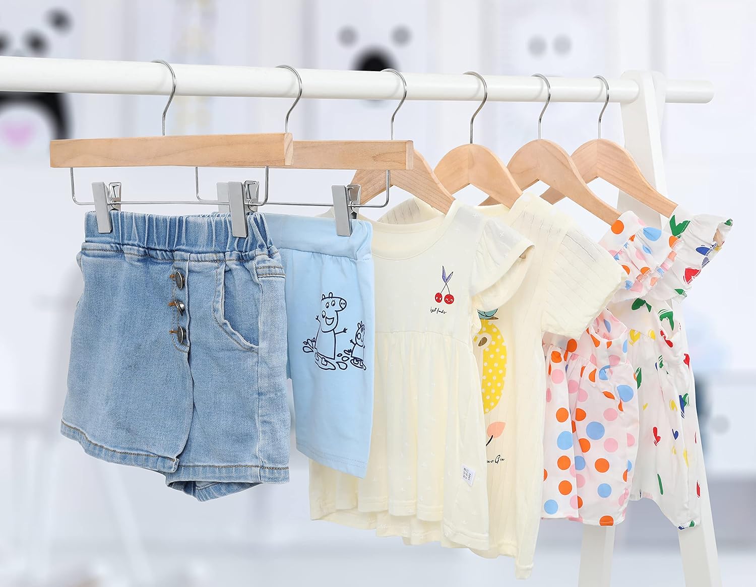 TOPIA HANGER 11.8%27%27 Unfinished/Natural Wooden Pants Skirt Hangers for Kids Baby Toddler Children