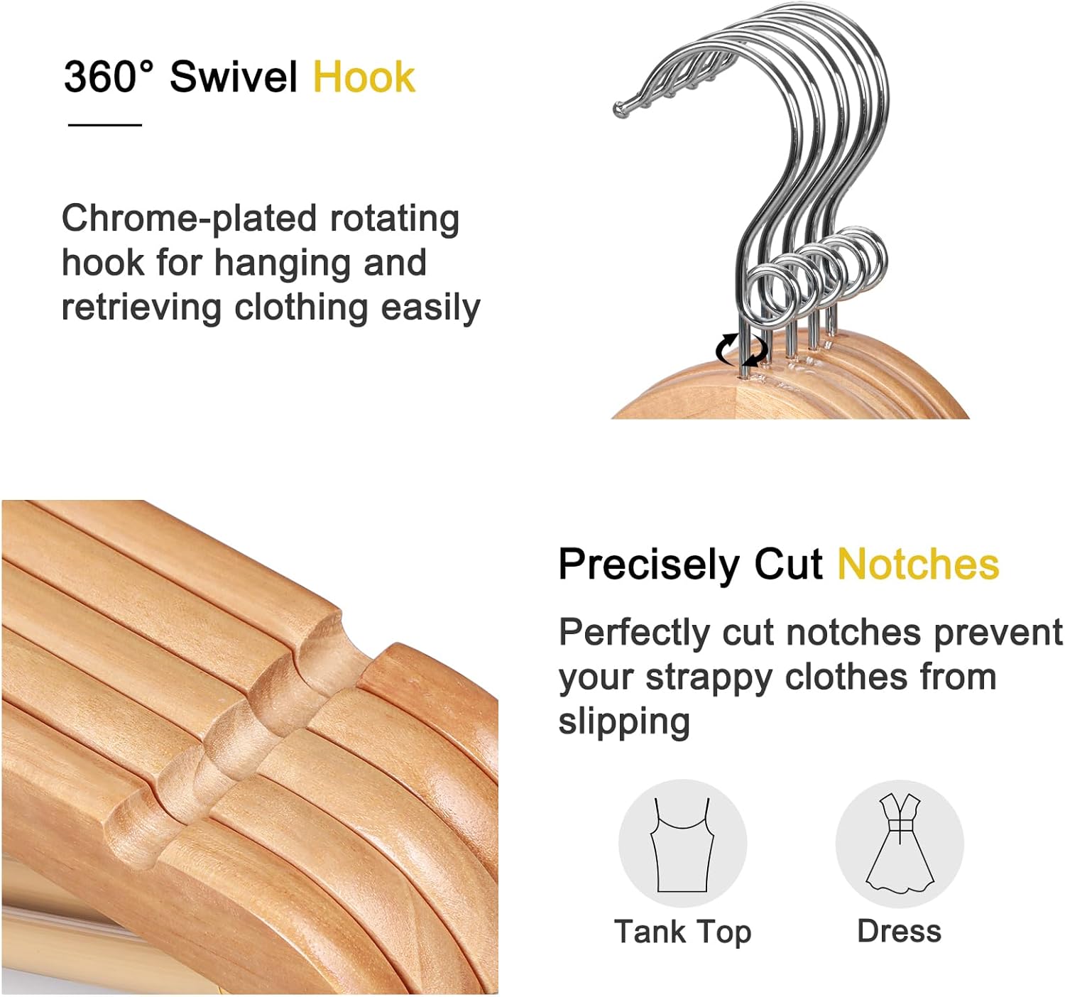 TOPIA HANGER Wooden Hangers 30 Pack