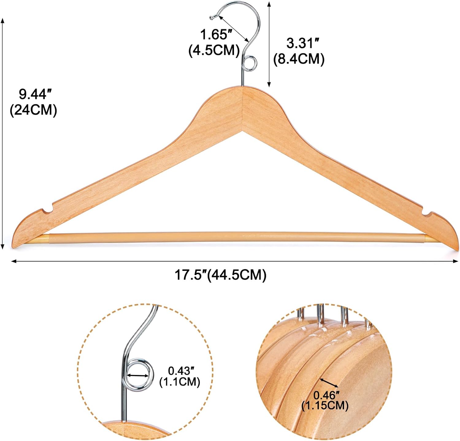 TOPIA HANGER Wooden Hangers 30 Pack