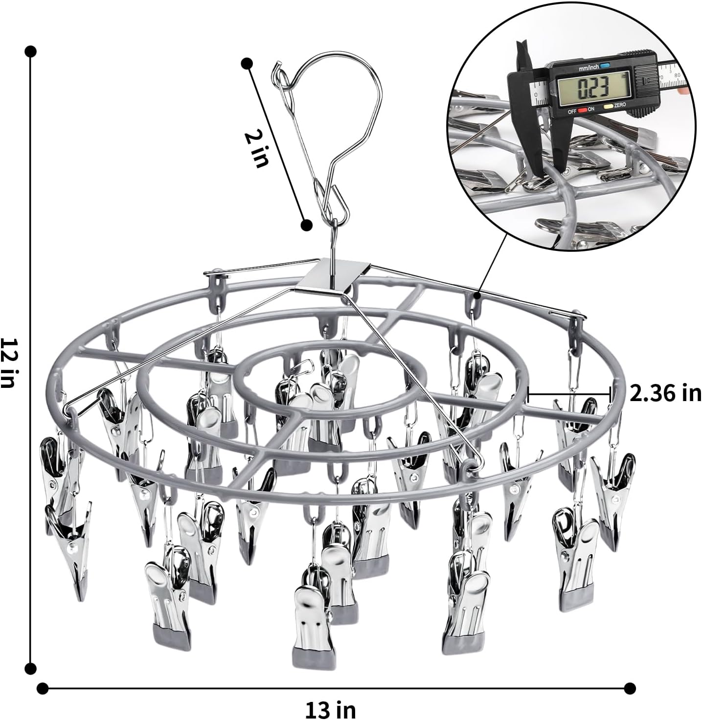 Drying Rack Clothing with 24 Clips,Sock Hanger for Drying,Hanging Clothes Dryer Underwear Hangers Racks Laundry Herb Socks Panty Wet Bra Lingerie Baby cates Foldable Small Indoor Metal