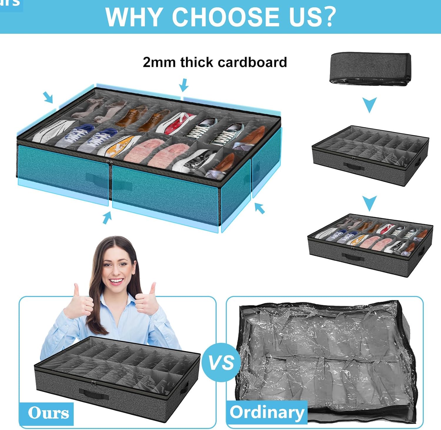 Under Bed Shoe Storage Organizer for Closet