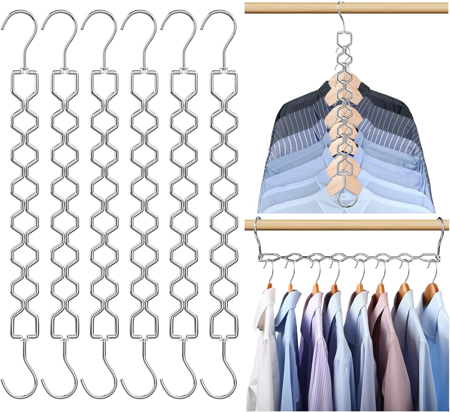 Space Saving Hangers for Clothes 6 Pack Space Saving Hangers for Clothes 6 Pack