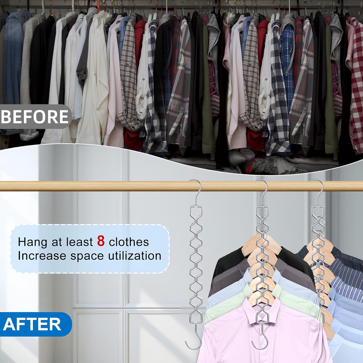 Space Saving Hangers for Clothes 6 Pack