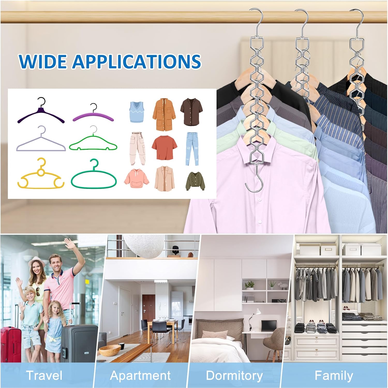 Space Saving Hangers for Clothes 6 Pack