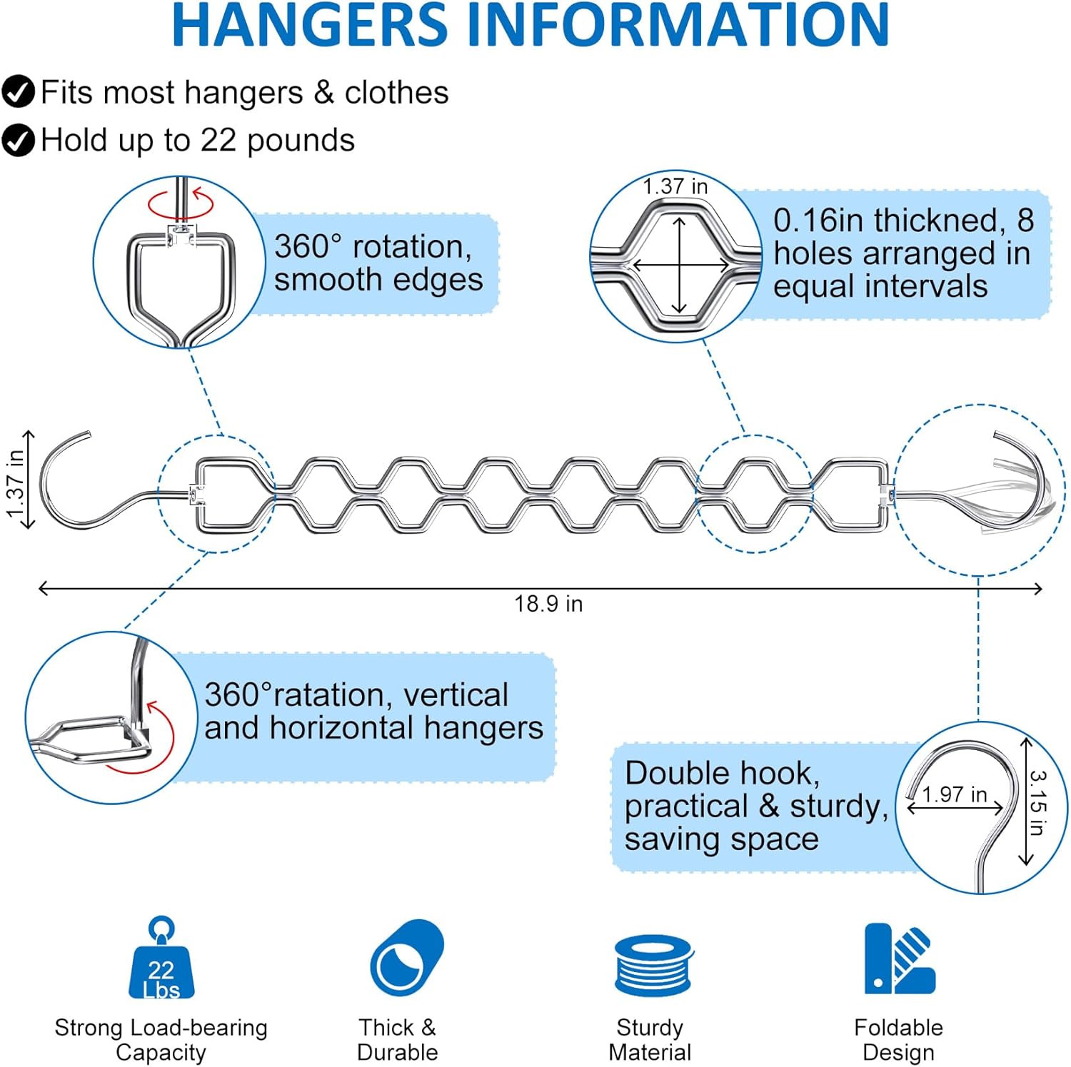 Space Saving Hangers for Clothes 6 Pack