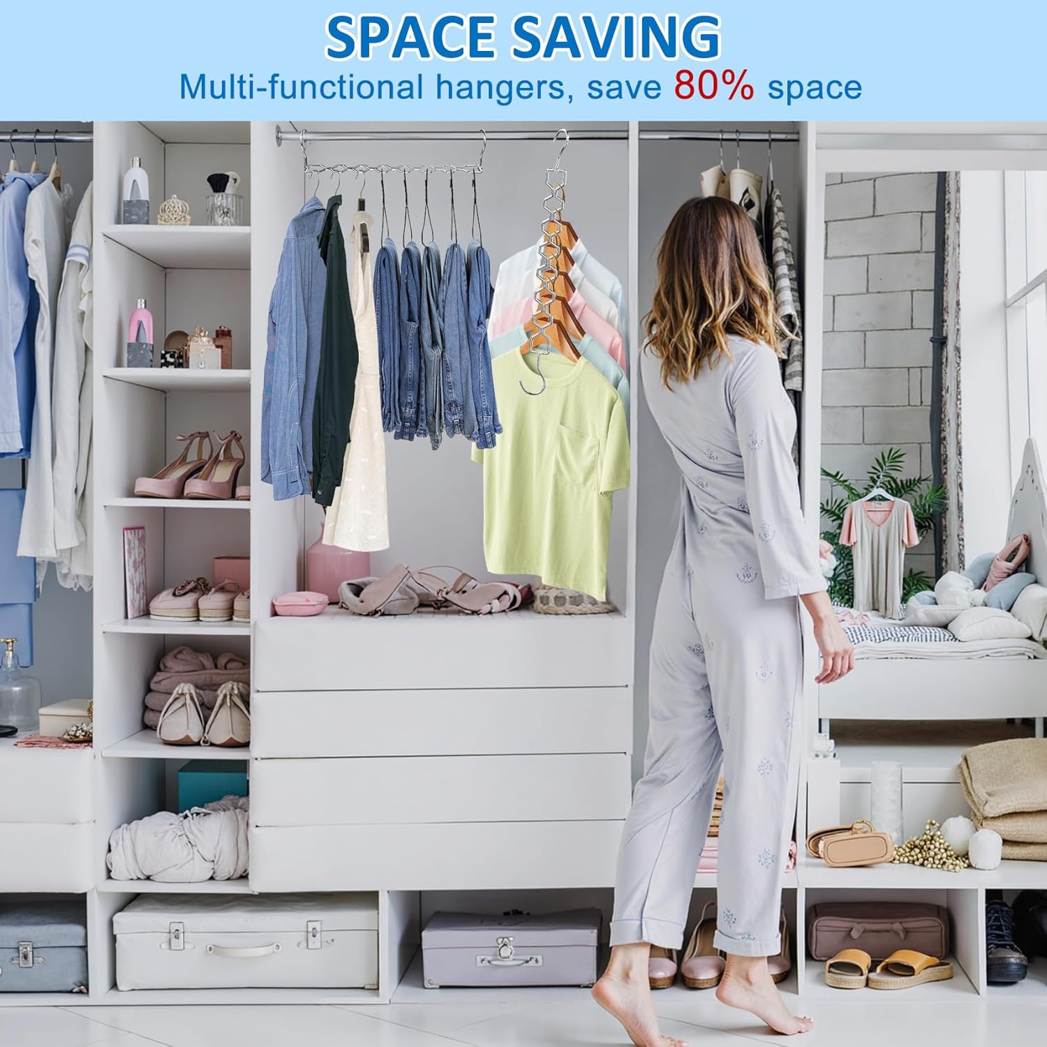 Space Saving Hangers for Clothes 6 Pack
