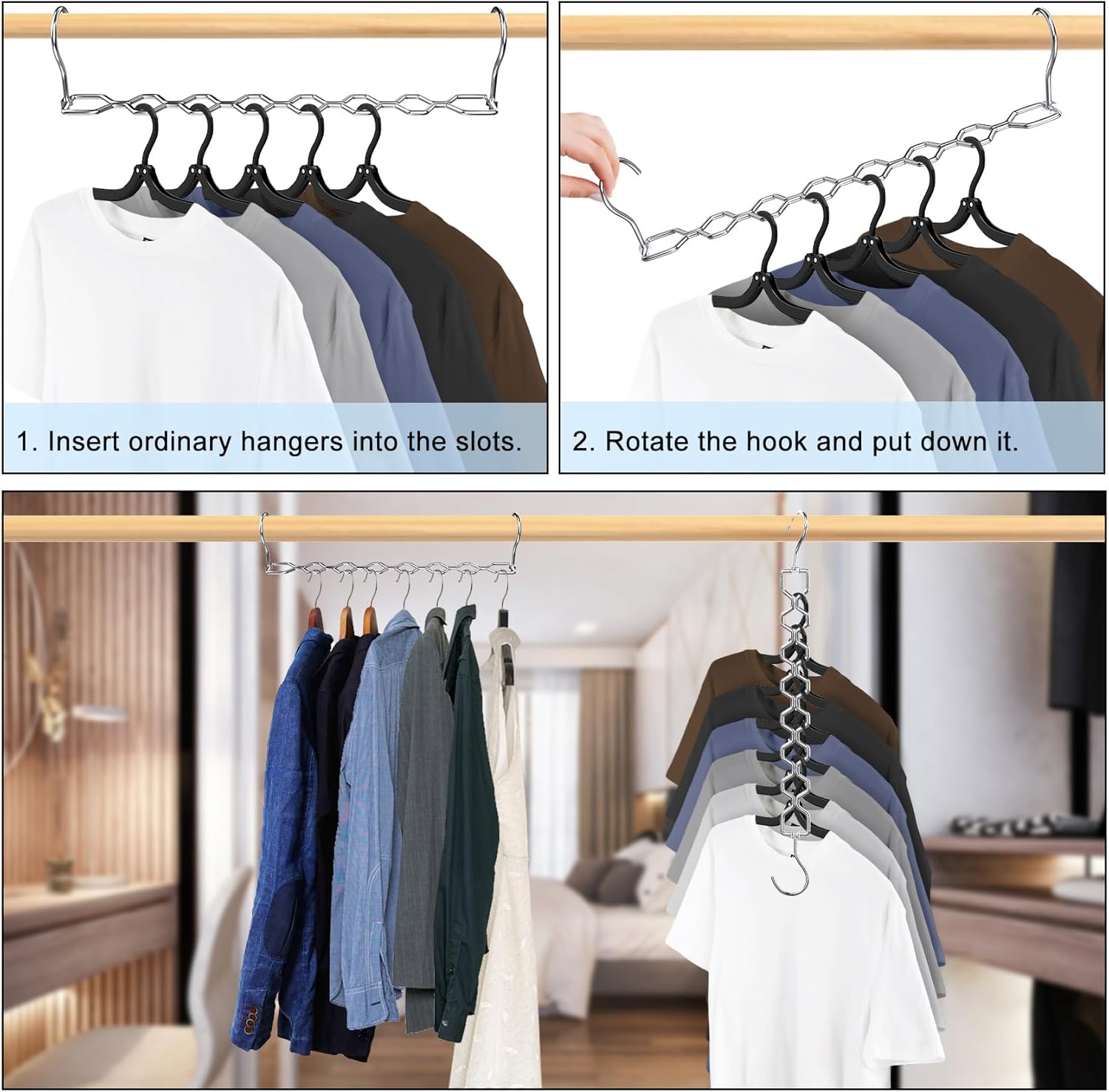 Space Saving Hangers for Clothes 6 Pack