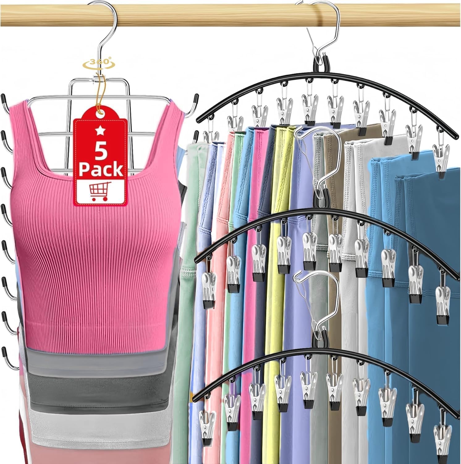 5 Pack Legging Organizer for Closet Hanging 5 Pack Legging Organizer for Closet Hanging