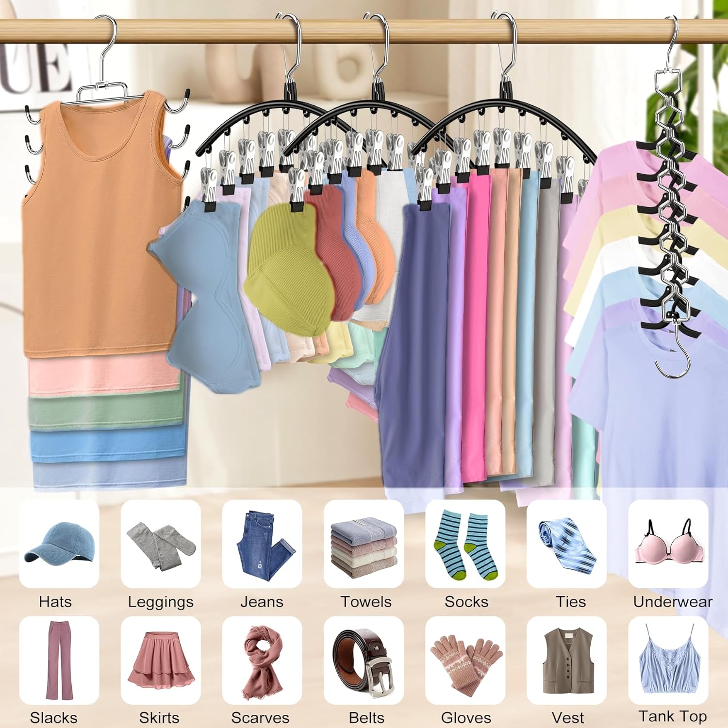 5 Pack Legging Organizer for Closet Hanging
