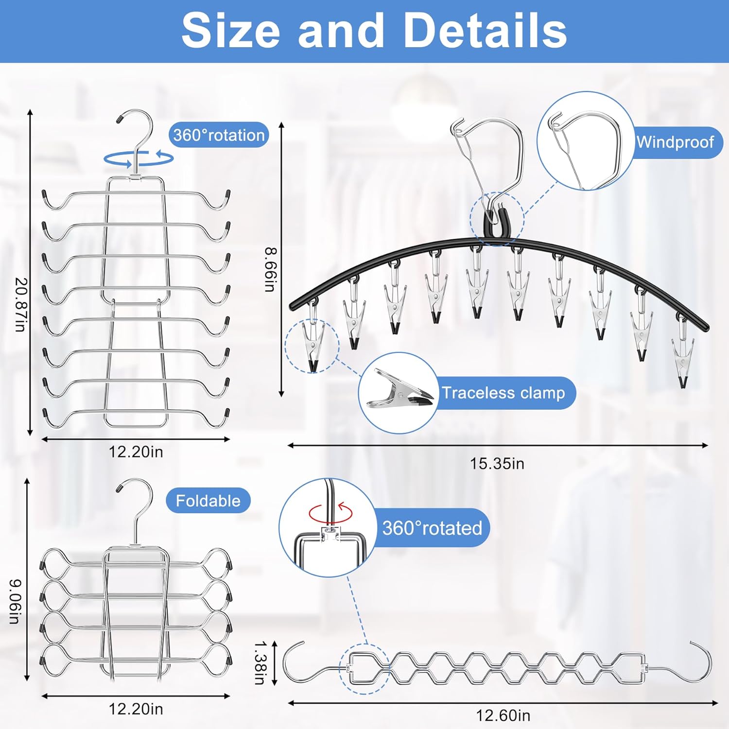 5 Pack Legging Organizer for Closet Hanging