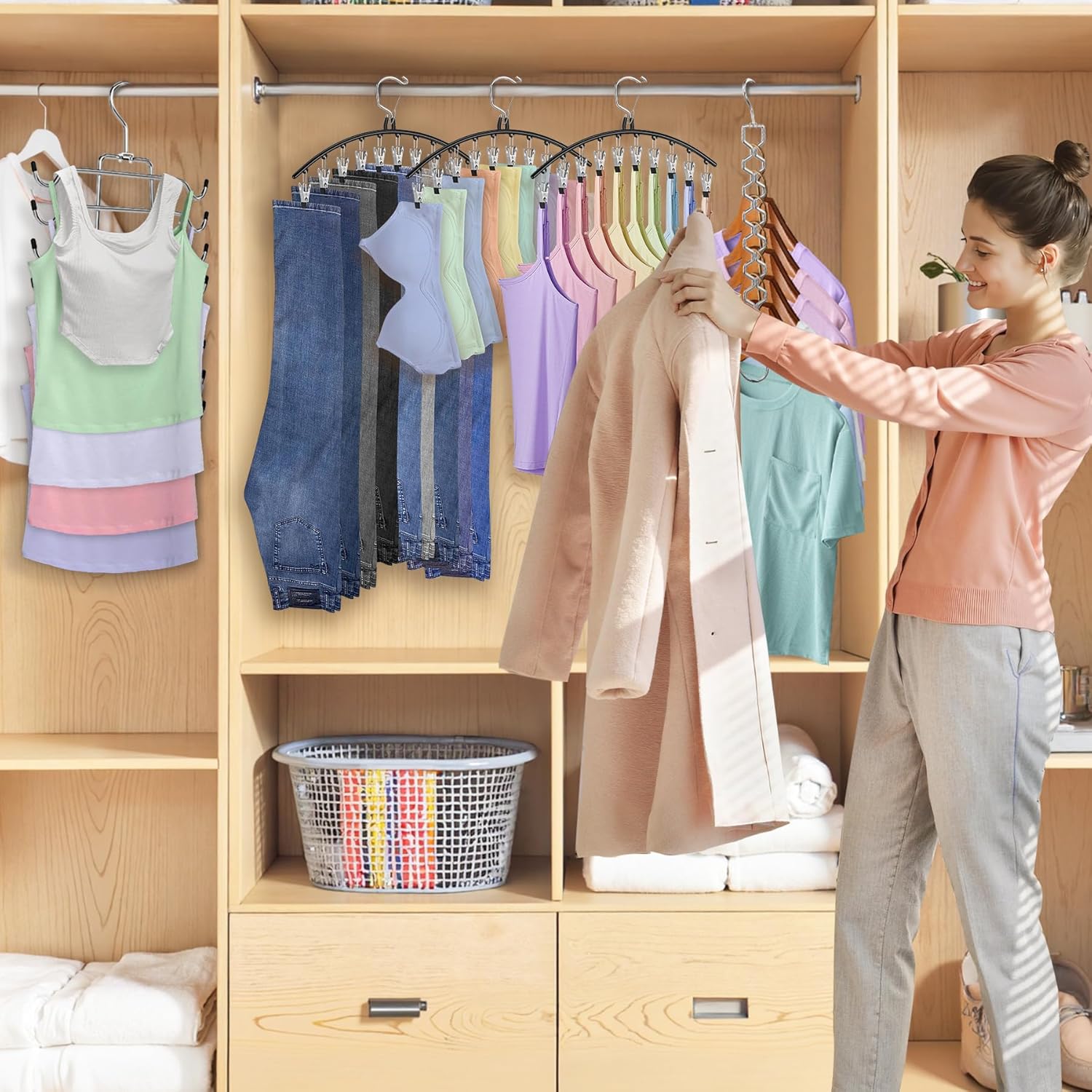 5 Pack Legging Organizer for Closet Hanging