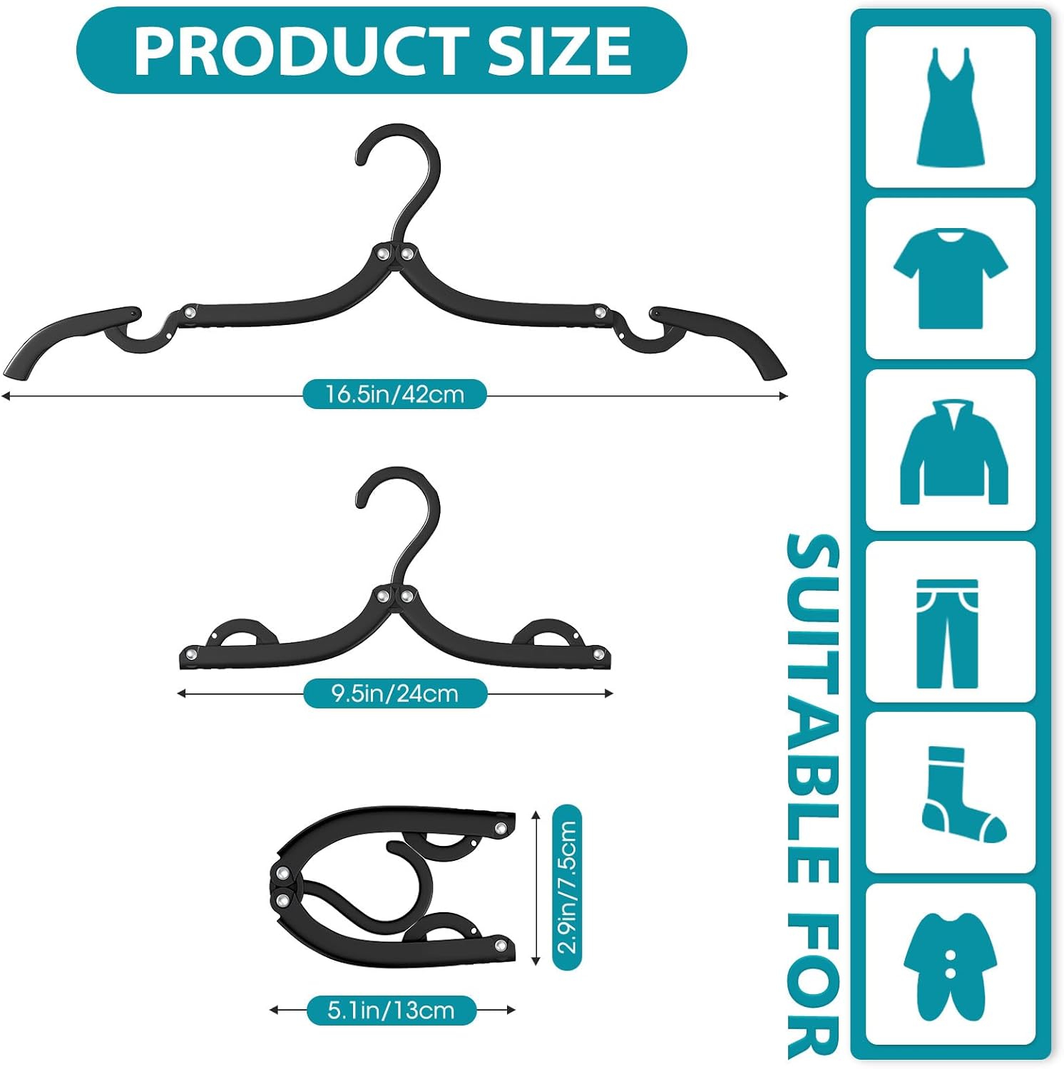 6 Pack Space Saving Hangers for Clothes