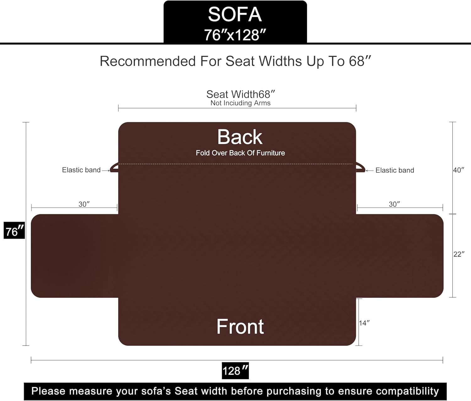 Reversible Sofa Cover Washable Couch Cover for Dogs Friendly with Elastic Straps Water Repellent Furniture Protector for 3 Chion Couch (Sofa