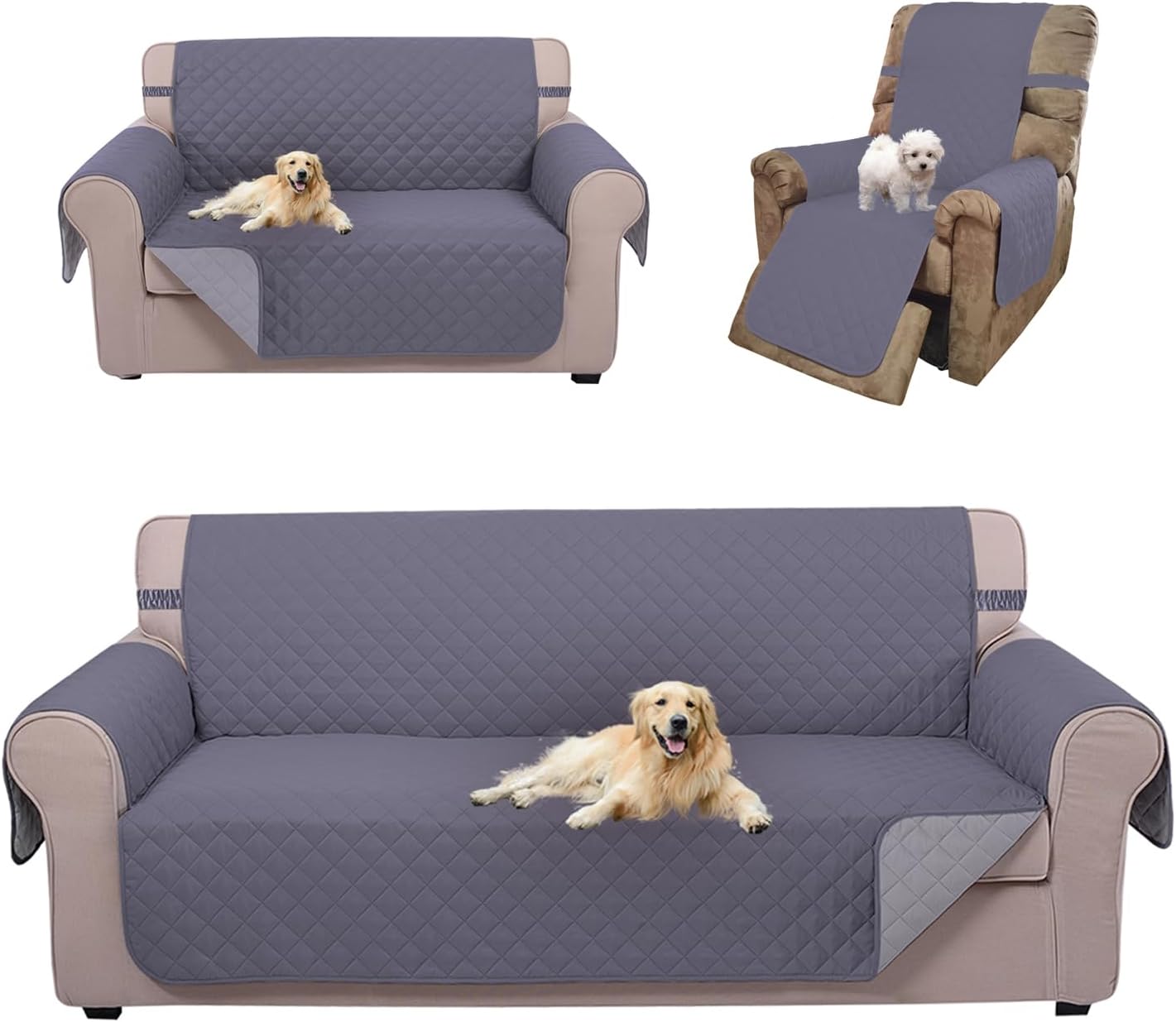 Reversible Sofa Cover Bundles with loveseat and Chair Size Reversible Sofa Cover Bundles with loveseat and Chair Size