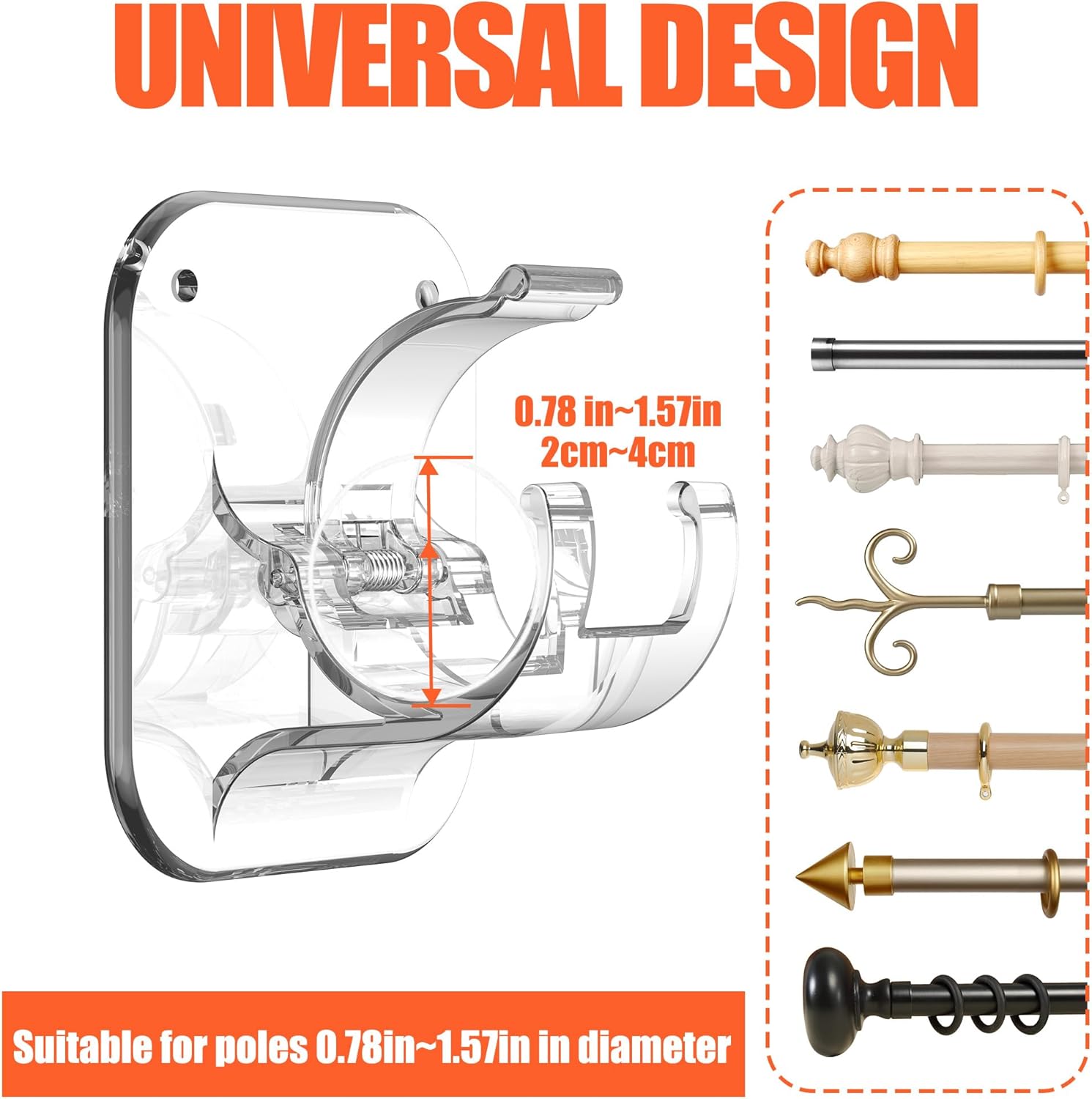Adhesive Curtain Rods No Drilling Holder