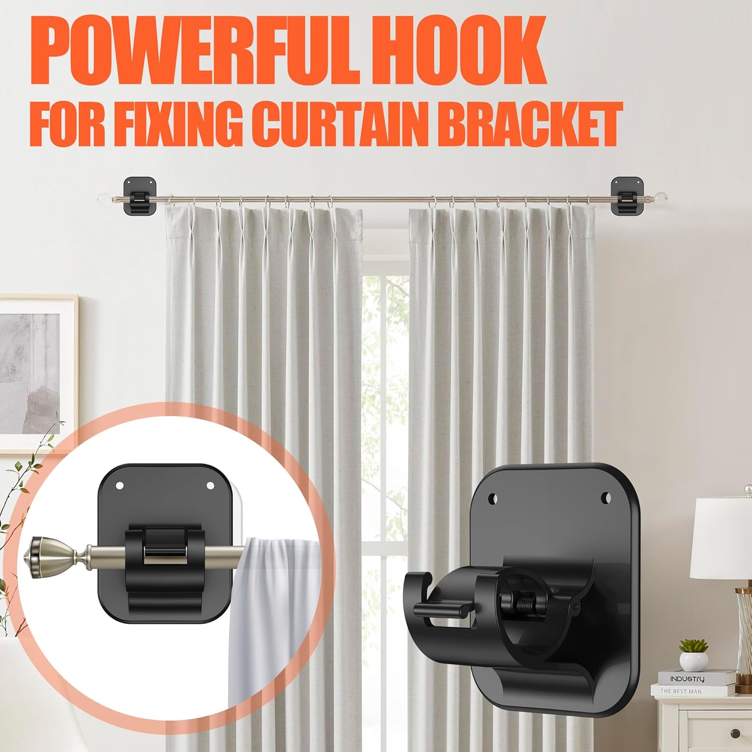 Adhesive Curtain Rods No Drilling Holder