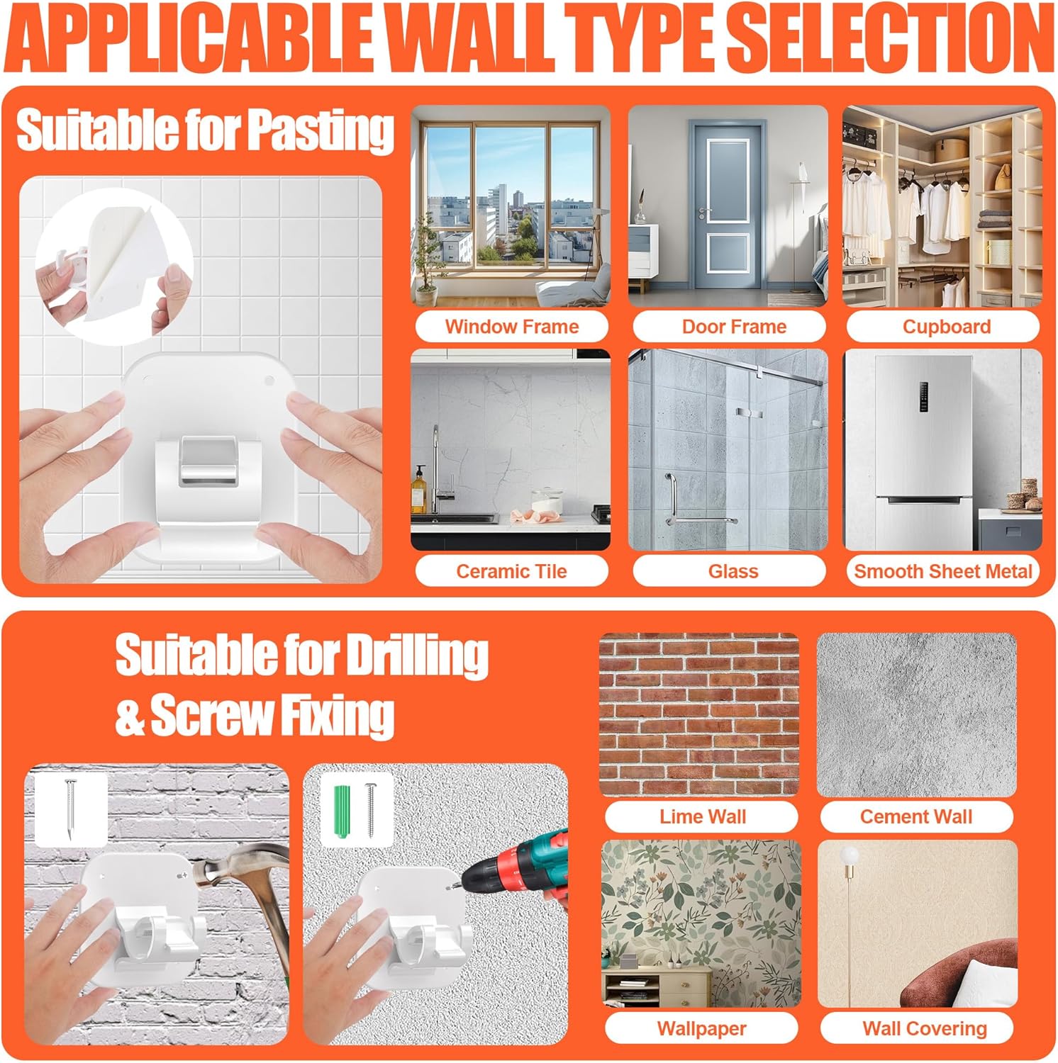 Adhesive Curtain Rods No Drilling Holder