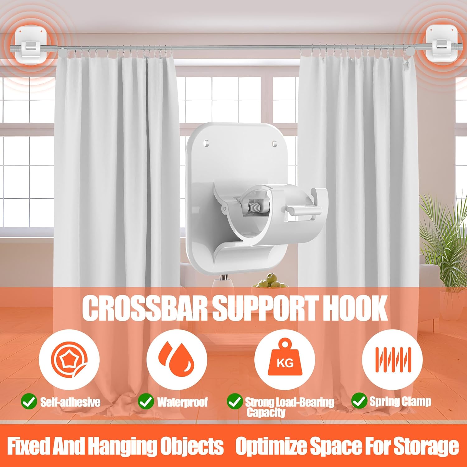 Adhesive Curtain Rods No Drilling Holder