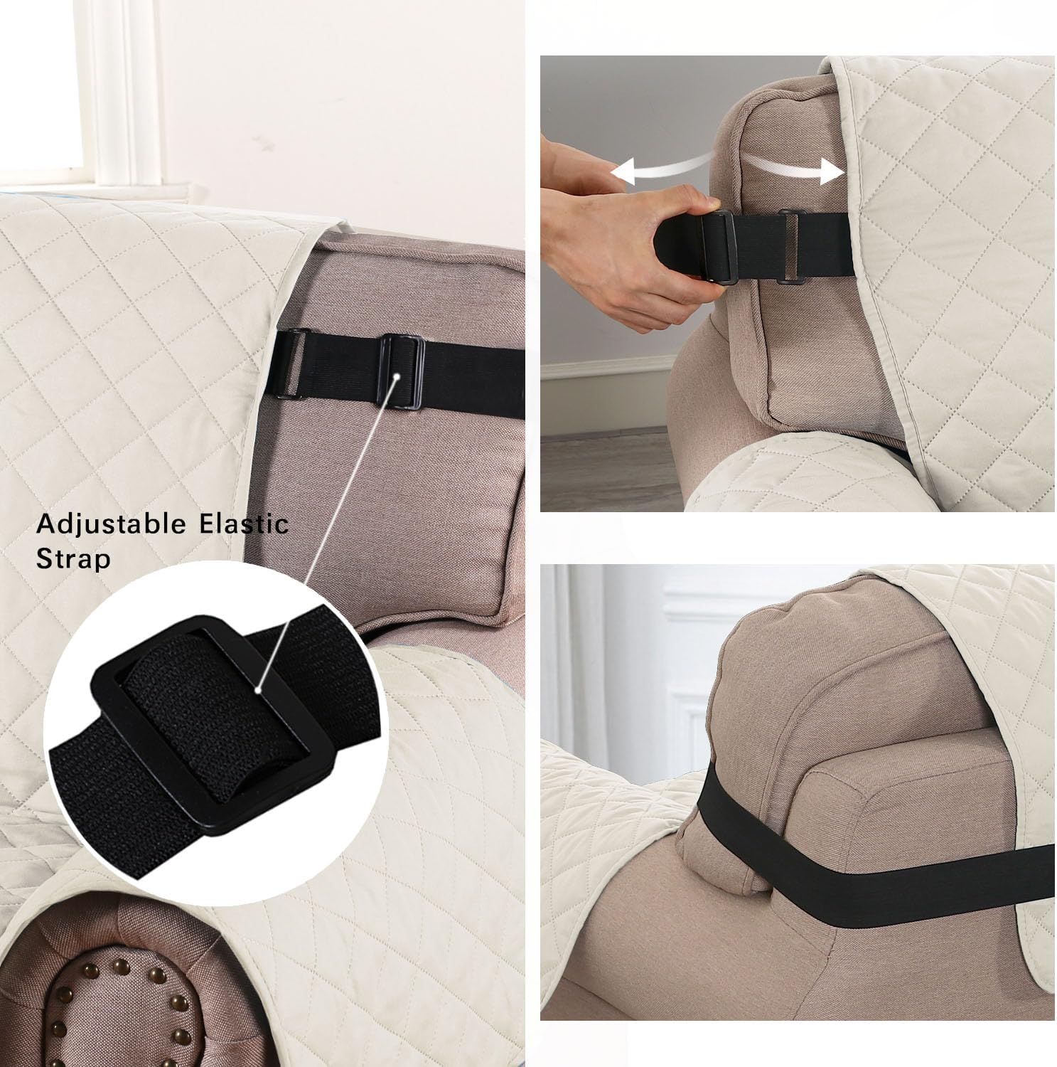 Chair Slipcover Reversible Chair Cover Water Resistant Couch Cover Washable Chair Cover Non-Slip Fabric Furniture Protector with Elastic Strap for Pets(Armchair
