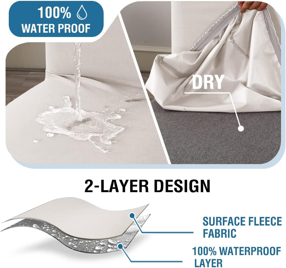 100% Waterproof Bar Stool Cover Stretch Counter Stool Pub Chair Slipcover for Dining Room Removable Soft Thick Solid Fleece Fabric Bar Stool Slipcovers Set of 4