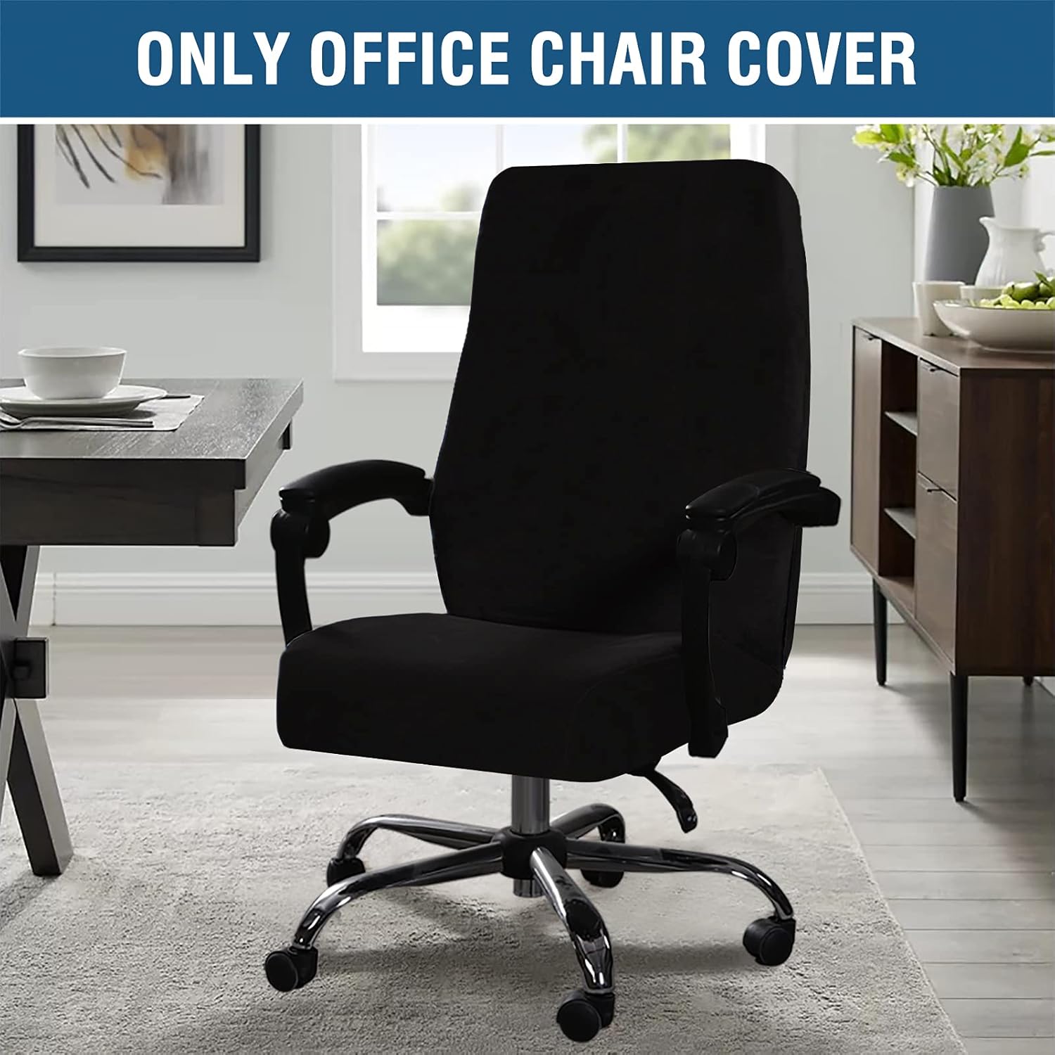 Velvet Home Office Chair Covers Stretchable Computer Desk Chair Covers Mid - High Back Universal Executive Boss Gaming Seat Cover Removable Machine Washable