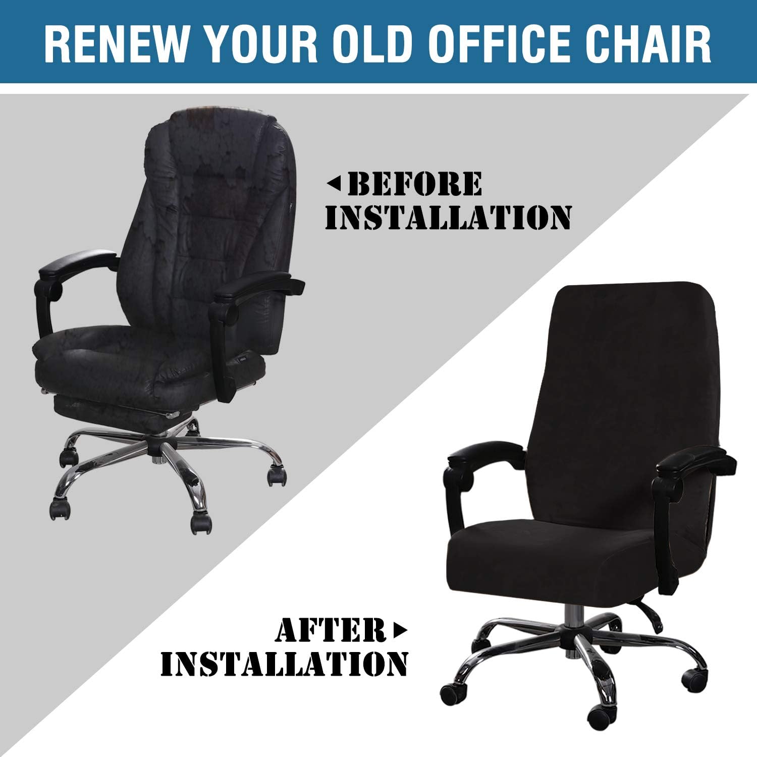 Velvet Home Office Chair Covers Stretchable Computer Desk Chair Covers Mid - High Back Universal Executive Boss Gaming Seat Cover Removable Machine Washable
