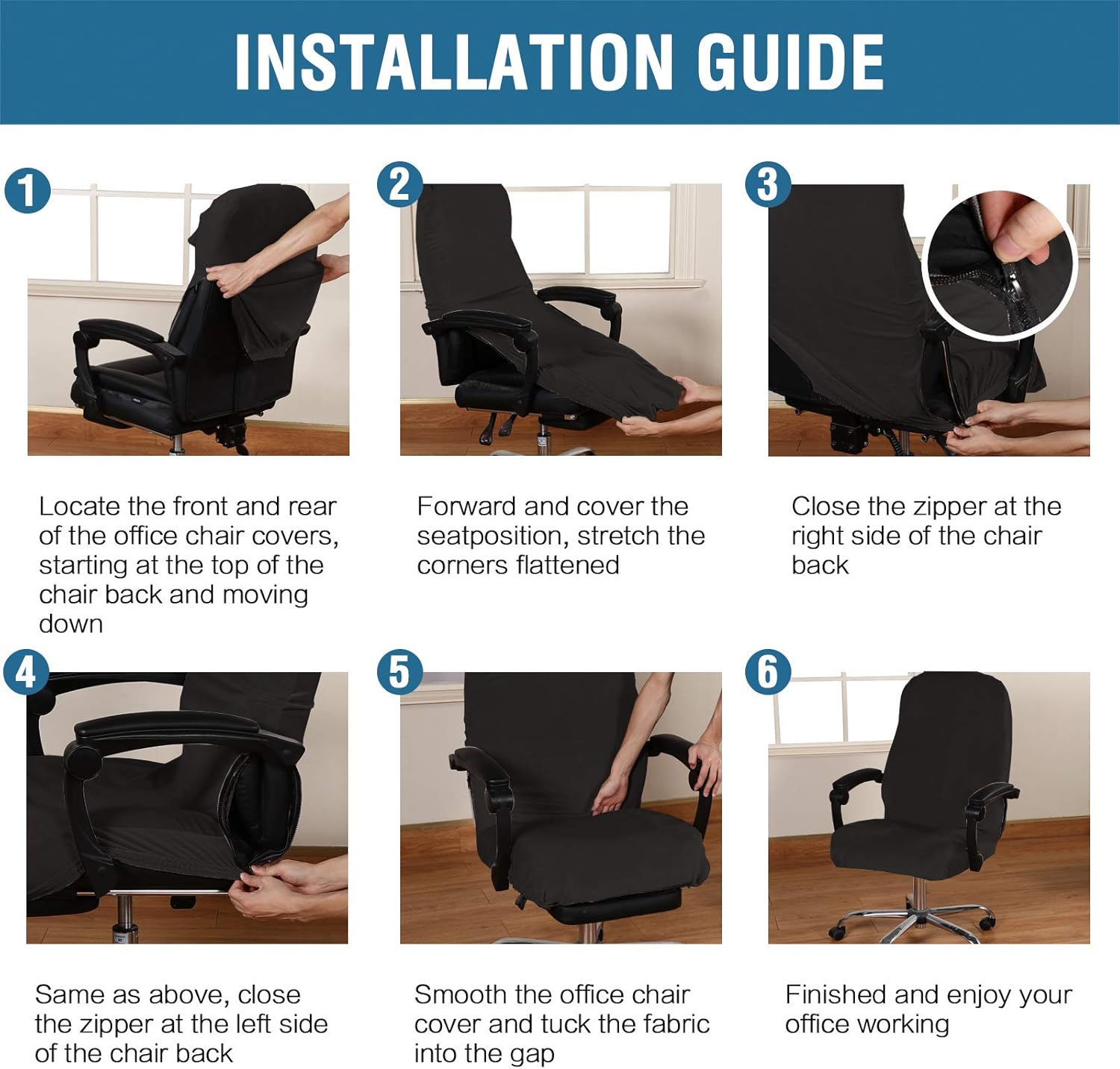 Velvet Home Office Chair Covers Stretchable Computer Desk Chair Covers Mid - High Back Universal Executive Boss Gaming Seat Cover Removable Machine Washable