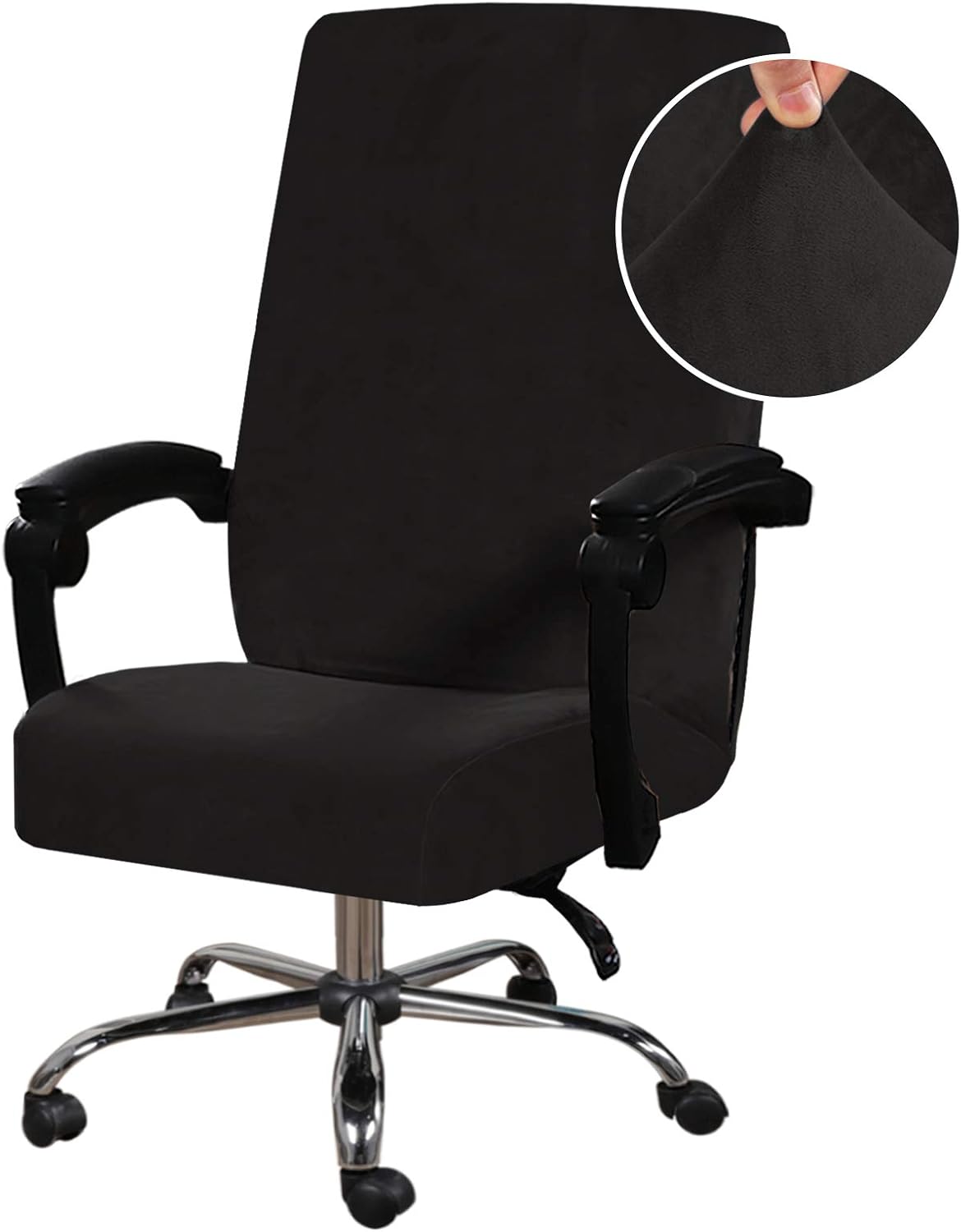 Velvet Home Office Chair Covers Stretchable Computer Desk Chair Covers Mid - High Back Universal Executive Boss Gaming Seat Cover Removable Machine Washable