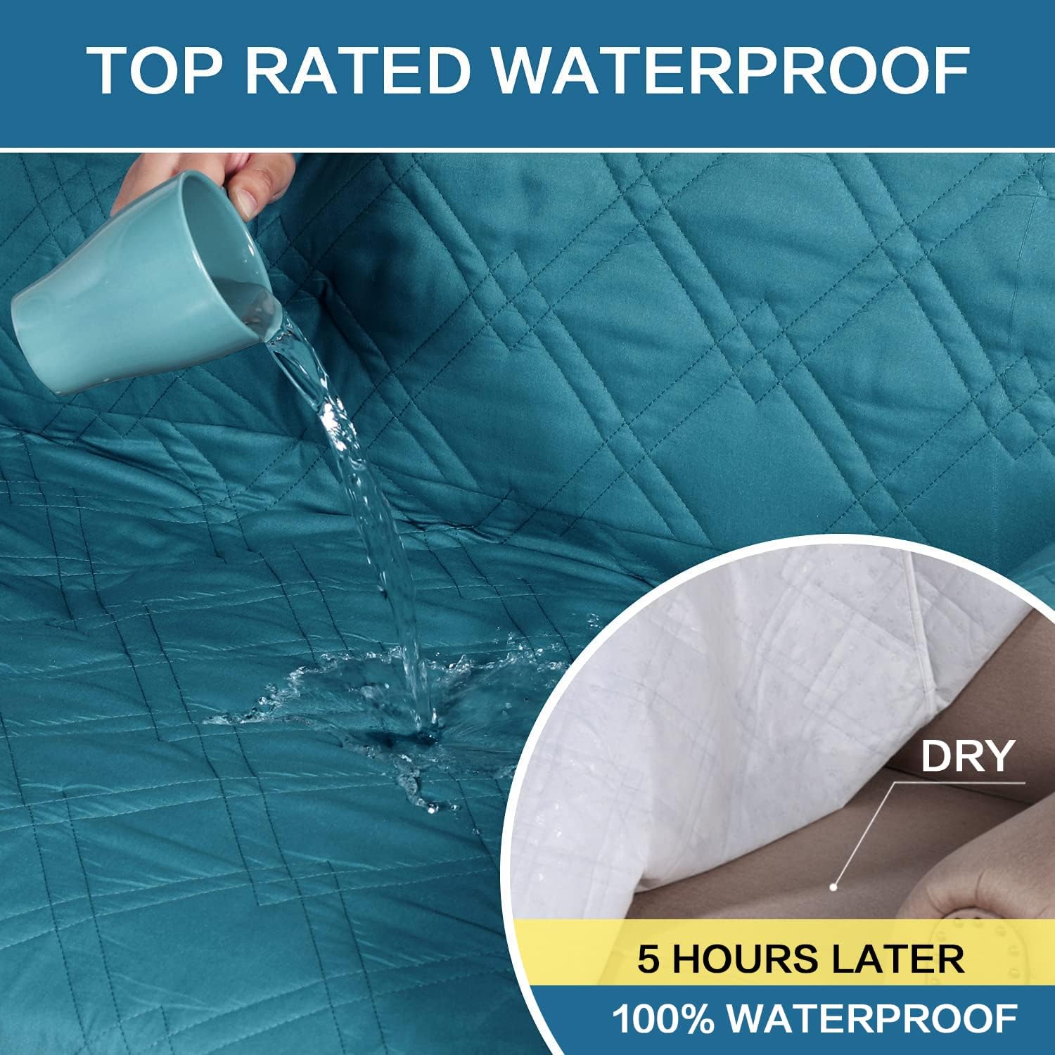 100% Waterproof Sofa Slipcover Washable Loveseat Cover for 2 Chion Cover Non-Slip Furniture Protector with Puppy Paw Silicone Backing Couch Cover for Pets Dogs (Loveseat