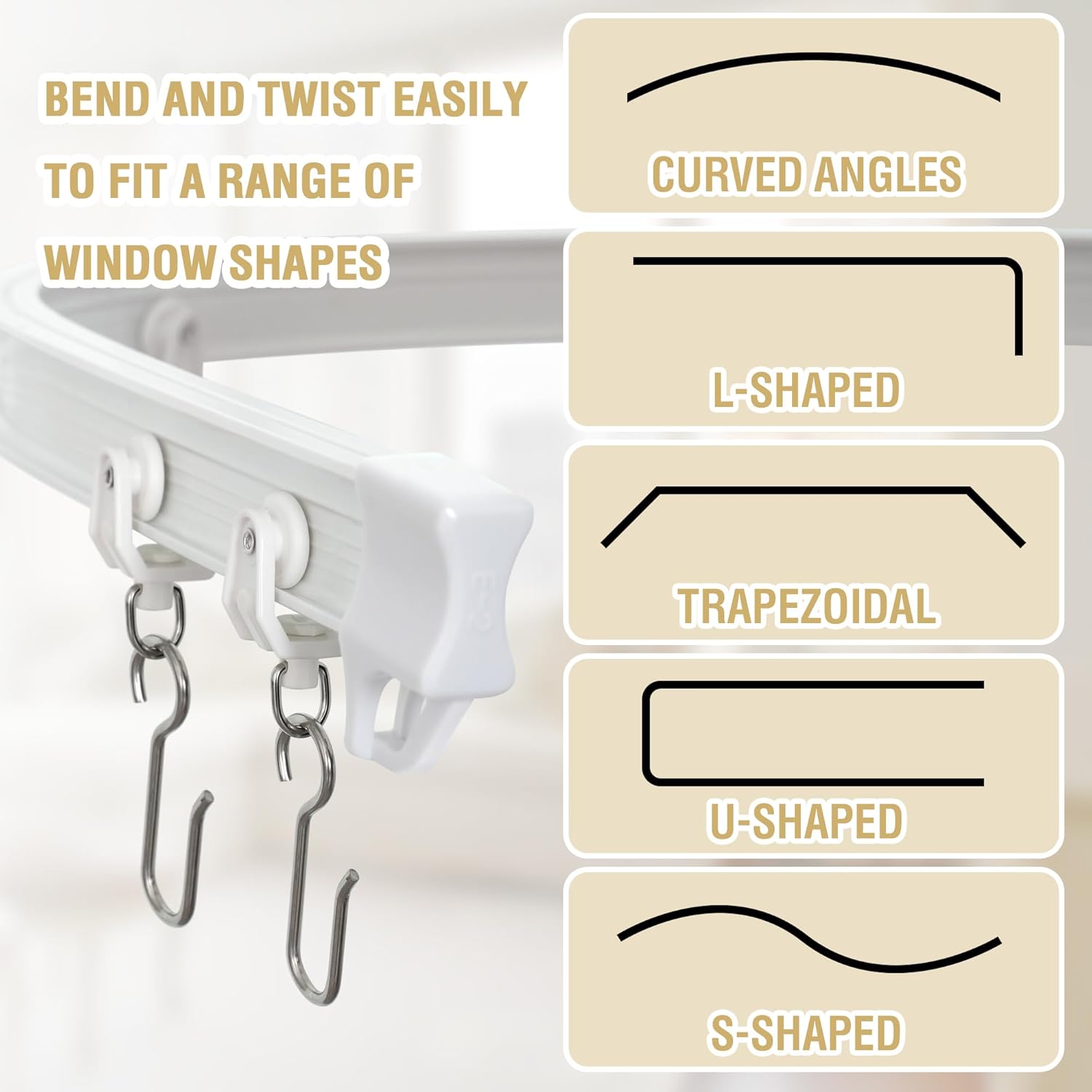 Ceiling Curtain Track Flexible Bendable Ceiling Mount for Curtain Rail 16.4ft (5M) Room Divider Curtain Track Systerm for RV Bay Window Curved Curtain Track for Bunk Bed Curtain
