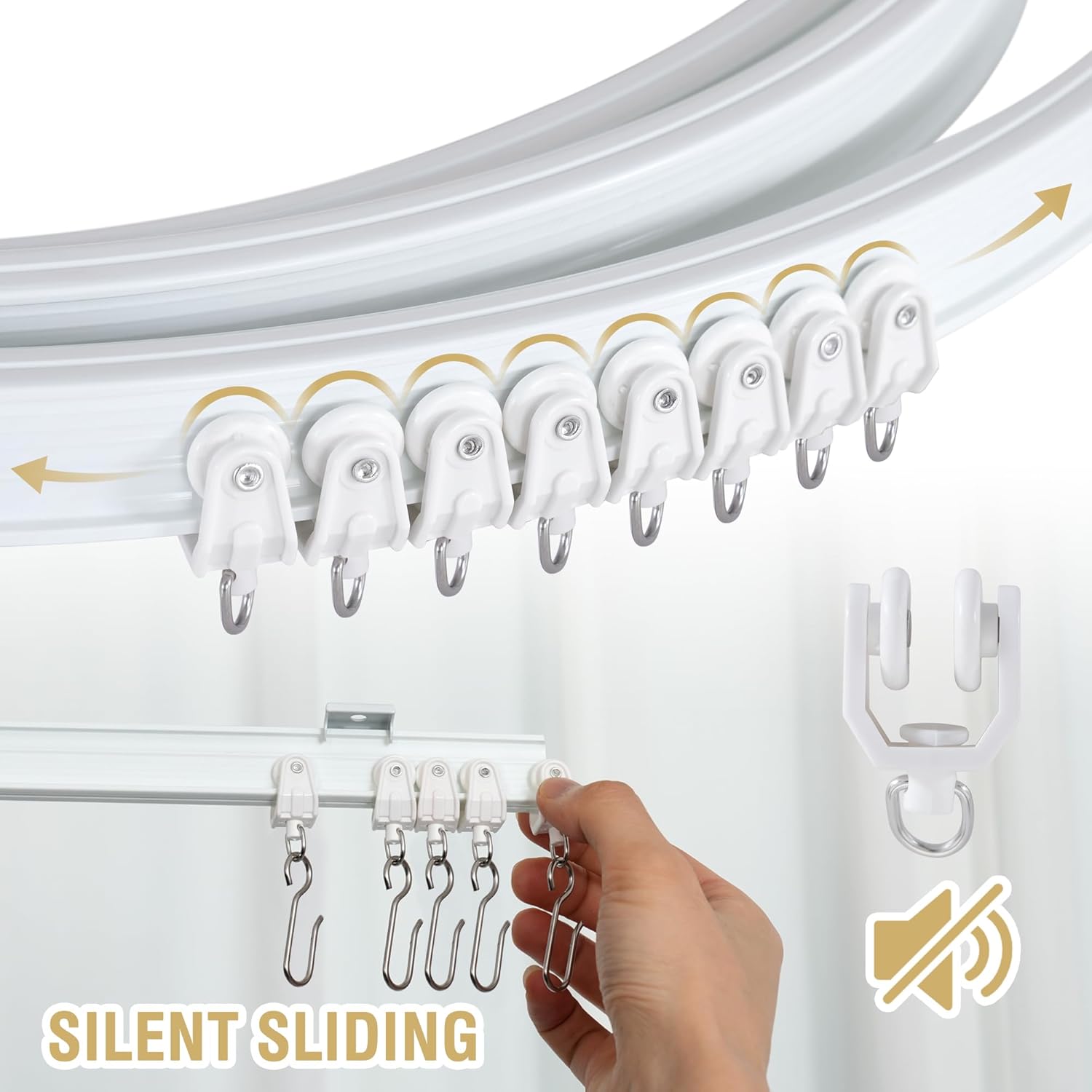 Ceiling Curtain Track Flexible Bendable Ceiling Mount for Curtain Rail 16.4ft (5M) Room Divider Curtain Track Systerm for RV Bay Window Curved Curtain Track for Bunk Bed Curtain
