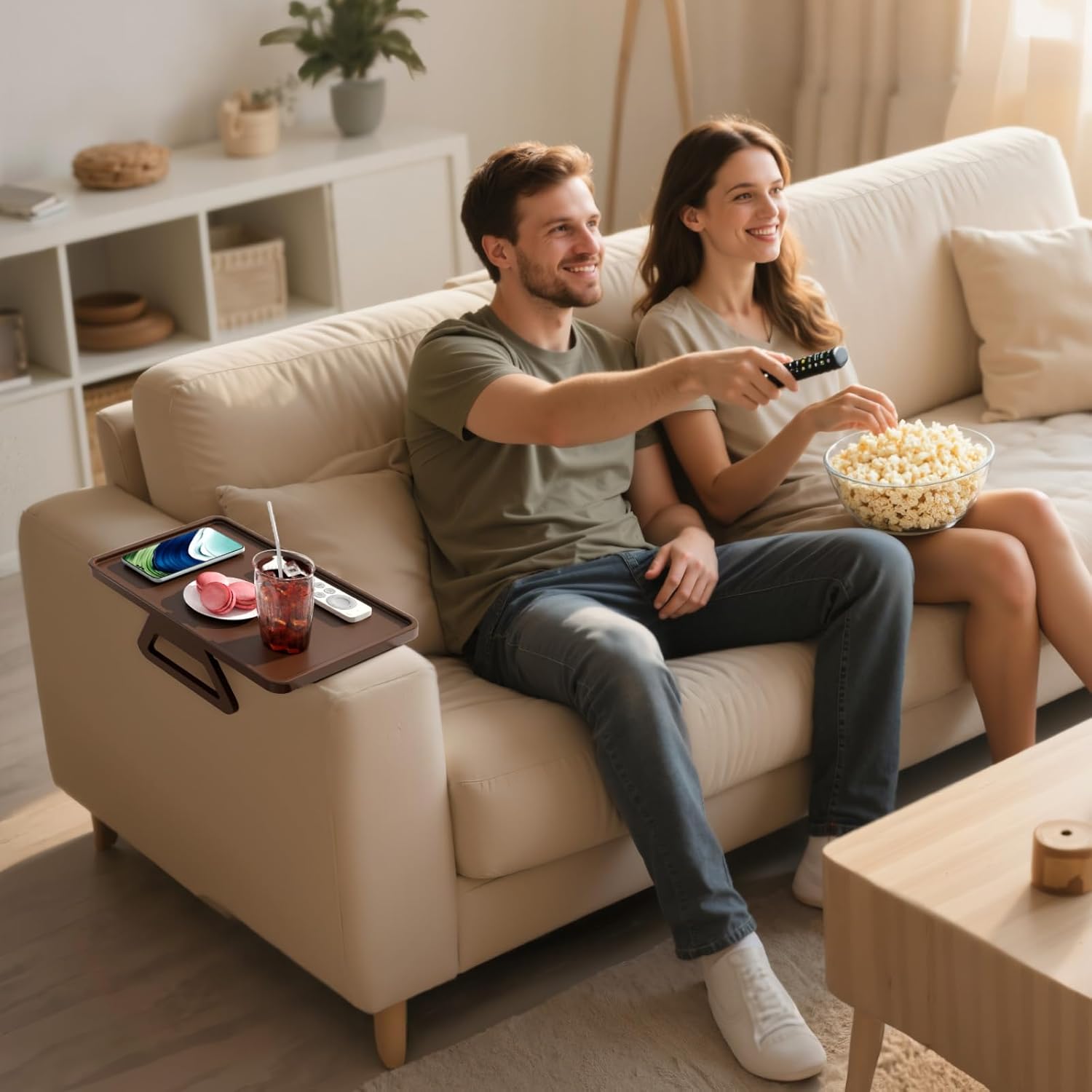 Plastic Rotating Couch Armrest Table