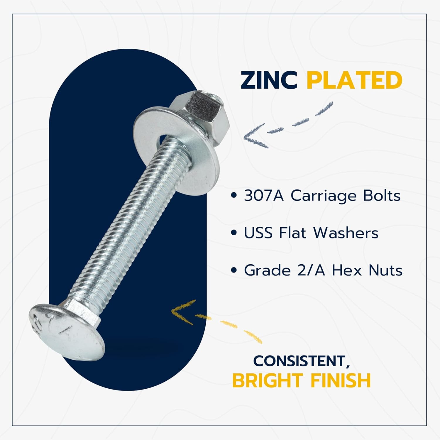 1/2" x 4" (25 Pack) Zinc Carriage Bolt Kit