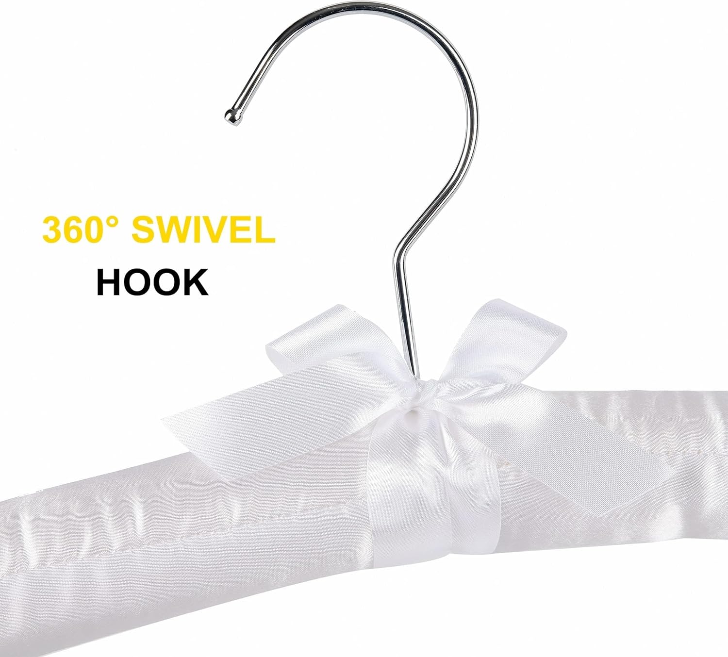 5 Pack 17 Inch Large White Satin Padded Hangers for Women Clothing