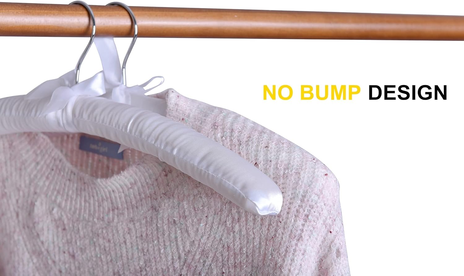 5 Pack 17 Inch Large White Satin Padded Hangers for Women Clothing