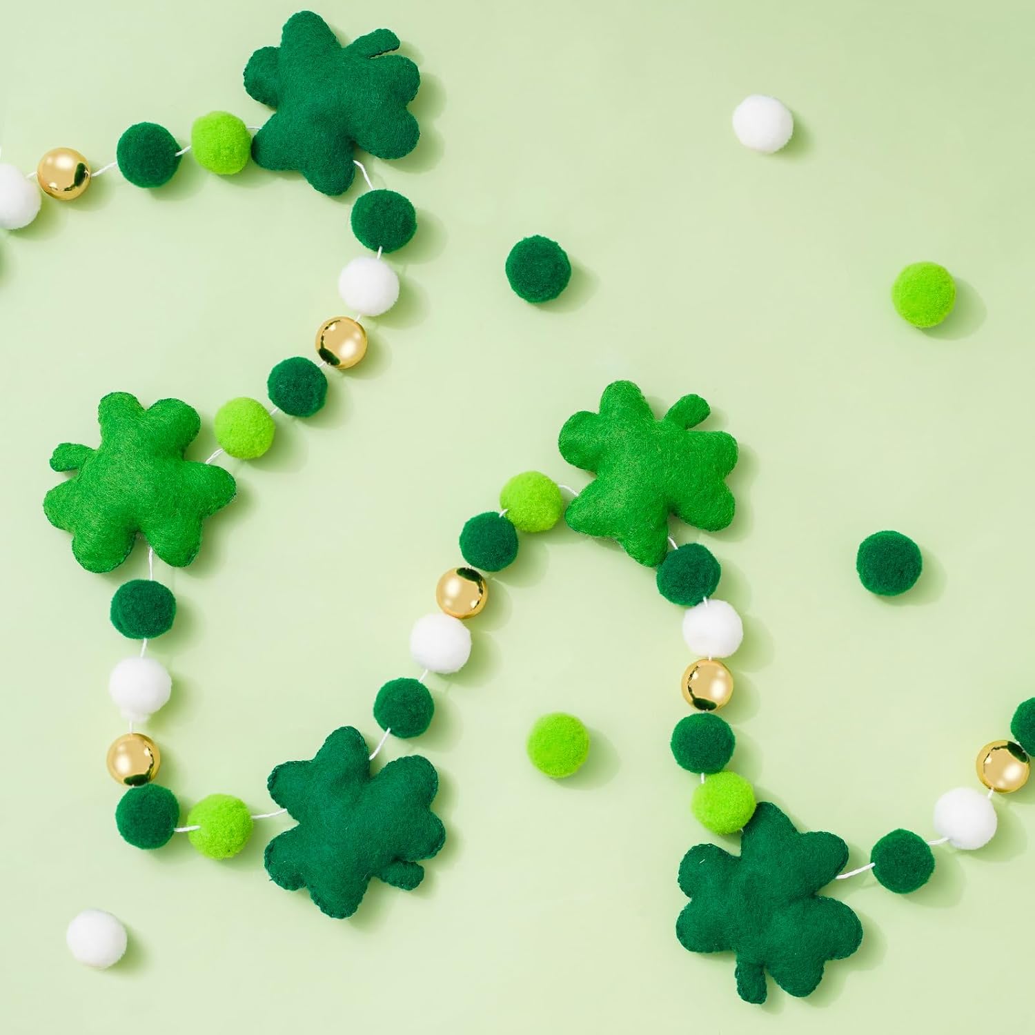8.2 Ft St. Patrick%27s Day Felt Banner 3D Lucky Shamrock Clover with Gold Bead Hanging Garland Green White Pom Ball Banner for Irish Holiday Home Wall Fireplace Decor 8.2 Ft St. Patrick%27s Day Felt Banner 3D Lucky Shamrock Clover with Gold Bead Hanging Garland Green White Pom Ball Banner for Irish Holiday Home Wall Fireplace Decor