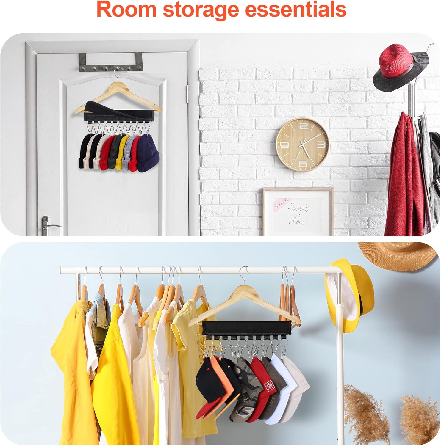 Hat Rack for Baseball Caps Hat Organizer Holder for Hanger & Room Closet Display