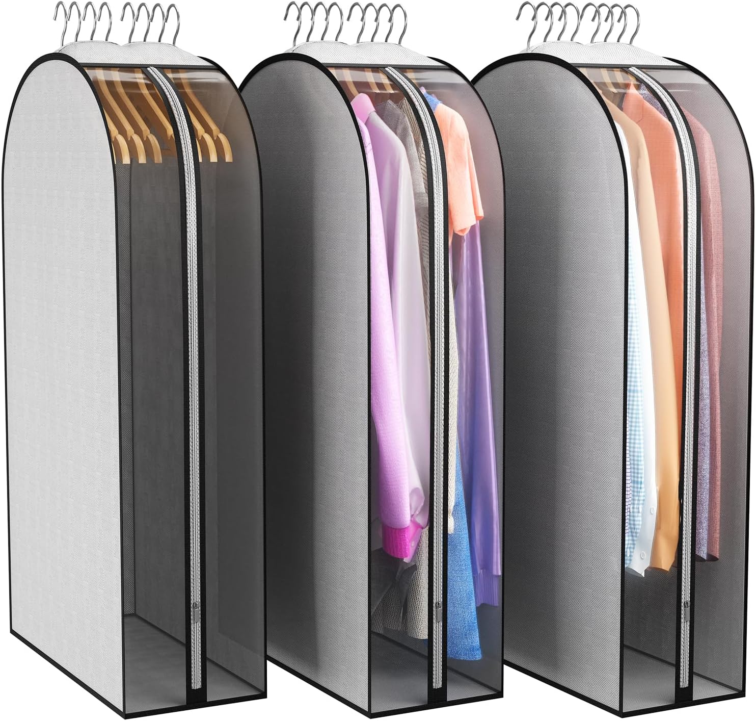 10" Gusseted Garment Bags for Hanging Clothes 40" Suit Bags for Open Closet Storage