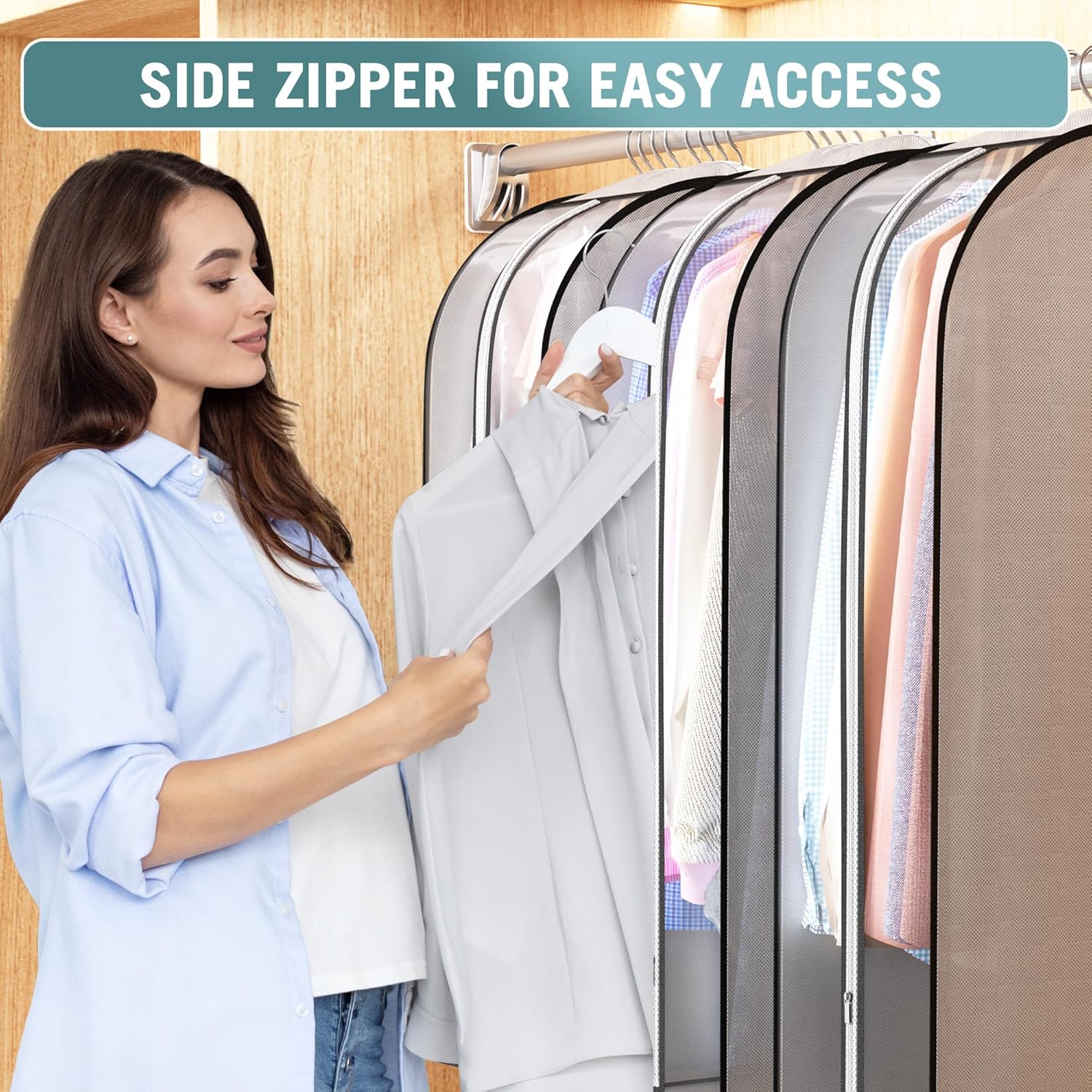 10" Gusseted Garment Bags for Hanging Clothes 40" Suit Bags for Open Closet Storage