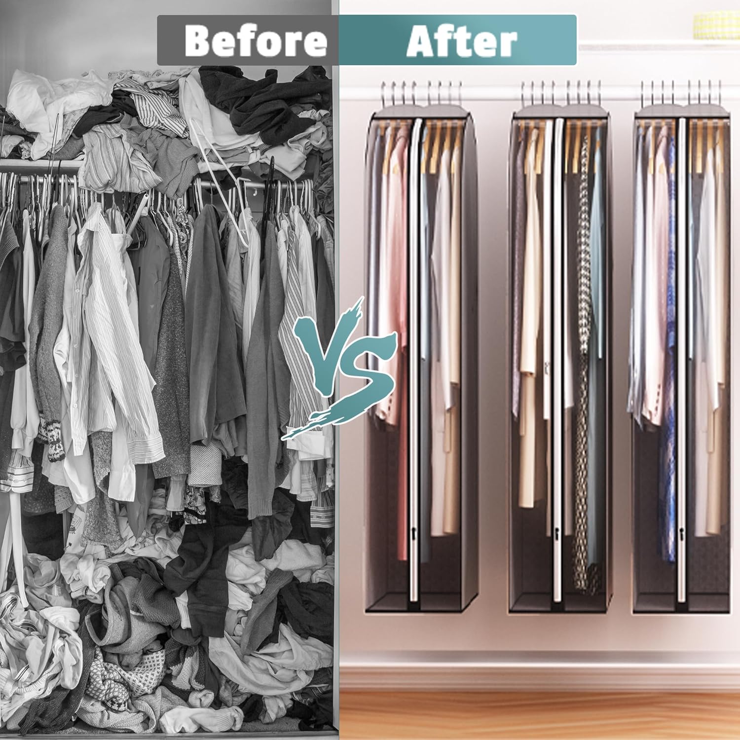 10" Gusseted Garment Bags for Hanging Clothes 40" Suit Bags for Open Closet Storage
