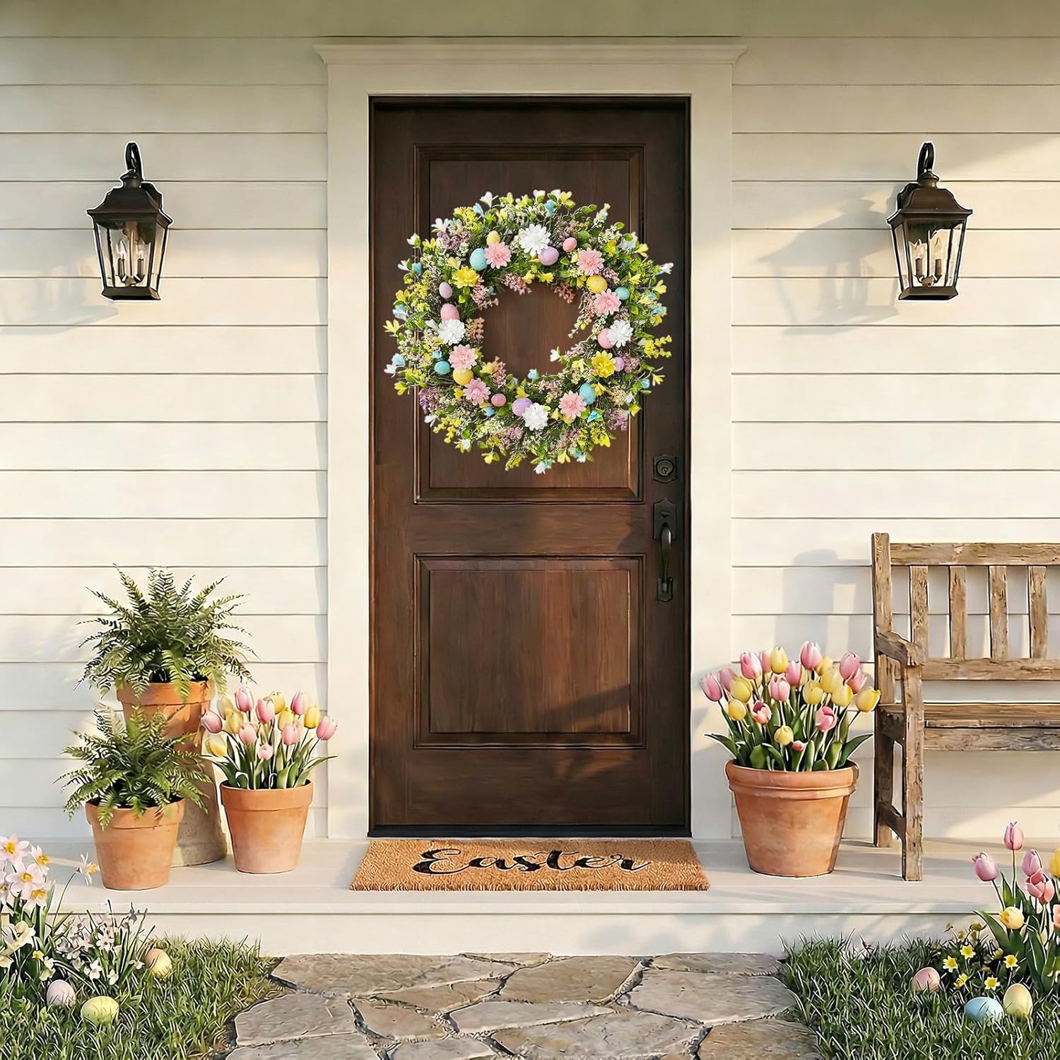 Easter Wreath for Front Door Decorations
