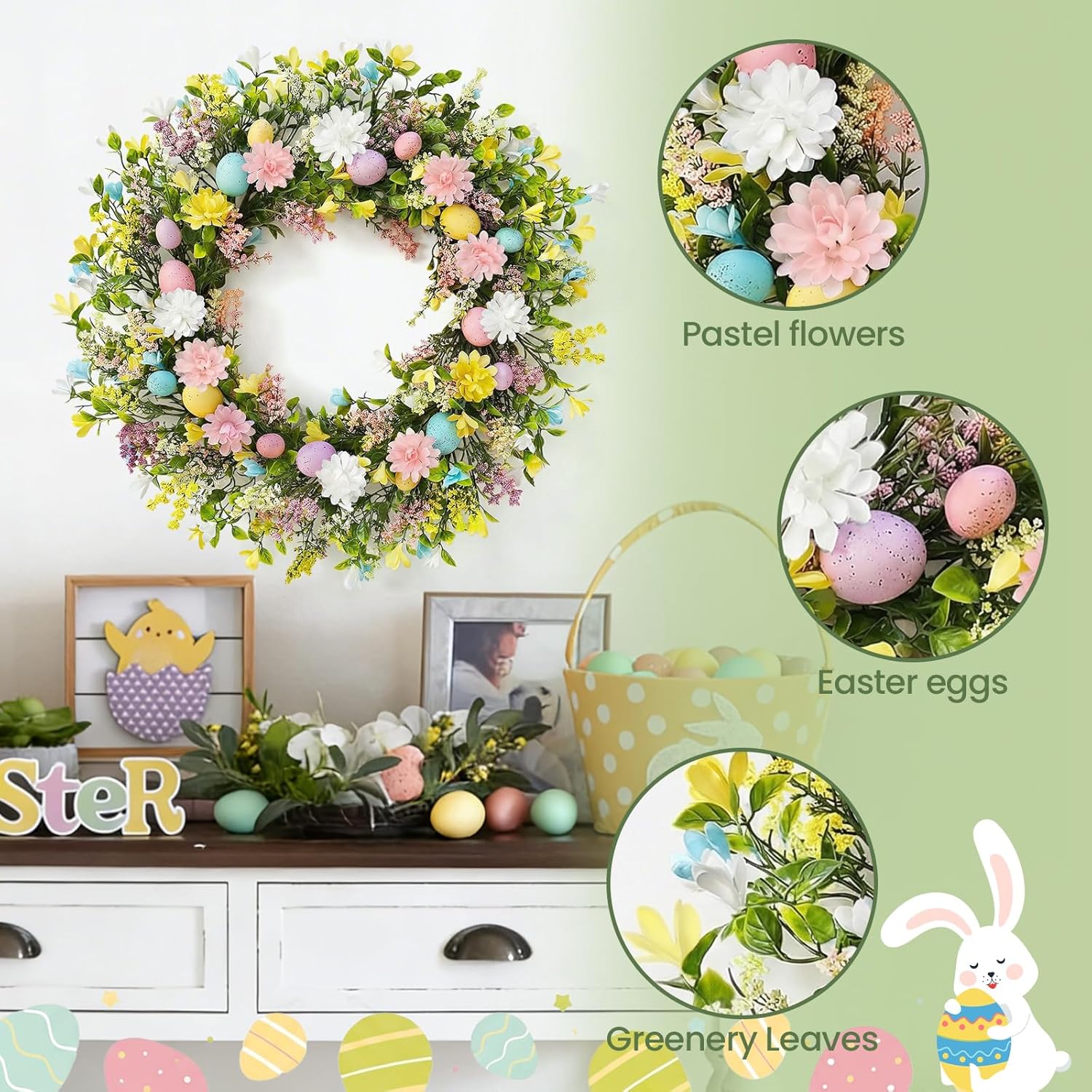 Easter Wreath for Front Door Decorations