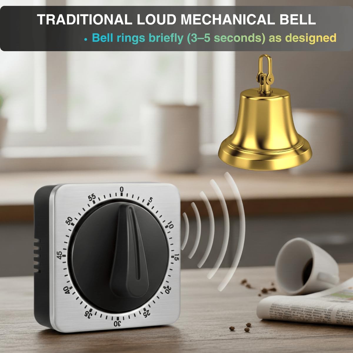Mechanical Kitchen Timer Magnetic with Loud Alarm