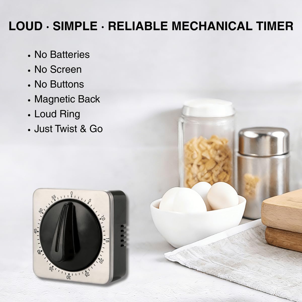 Mechanical Kitchen Timer Magnetic with Loud Alarm