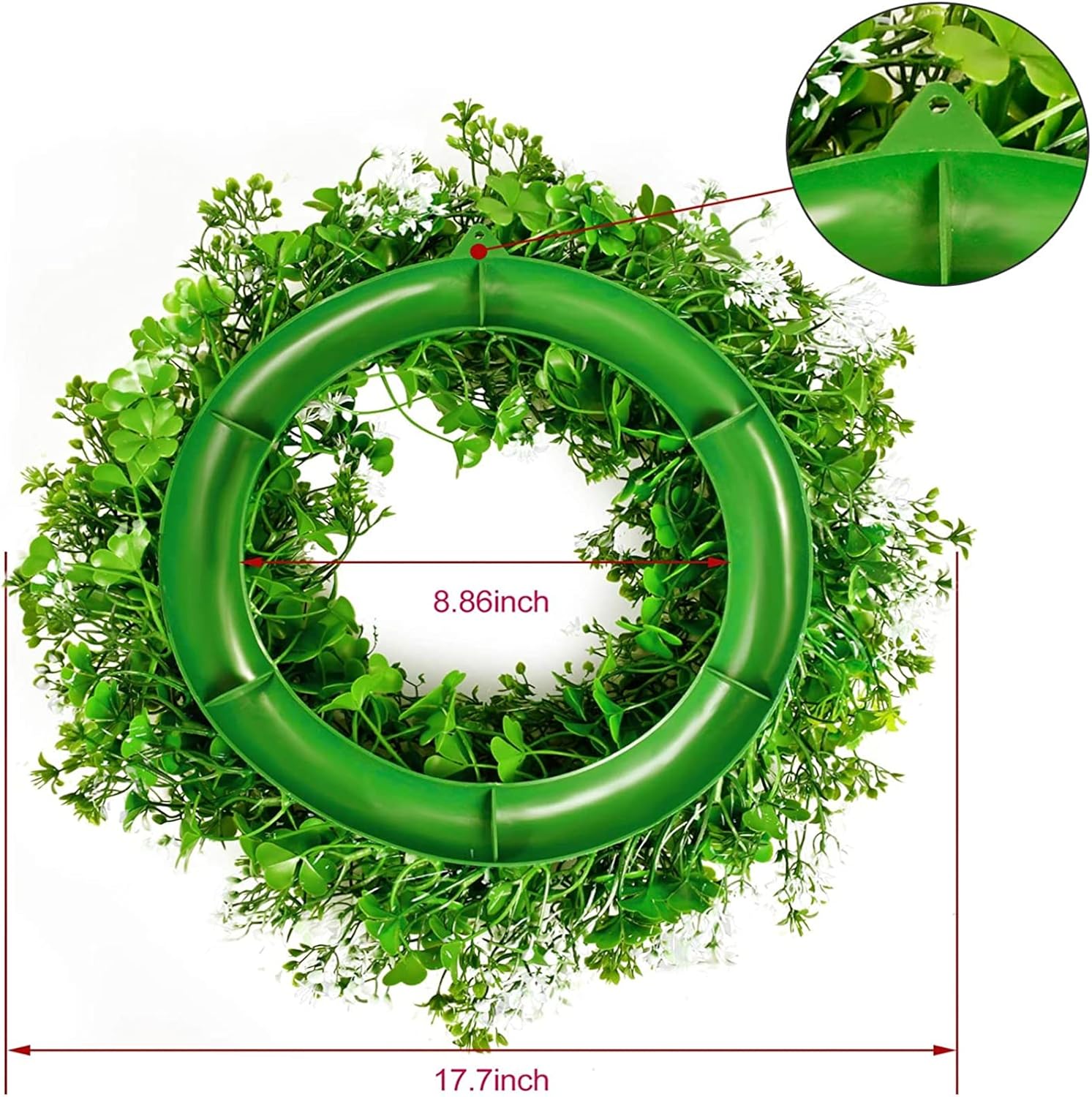 St Patricks Day Decorations Artificial Wreath Lucky Shamrock Clover Leprechaun Hat Beers Spring Summer Party Decor Outdoor/Indoor Farmhouse Front Porch Wall Window Door
