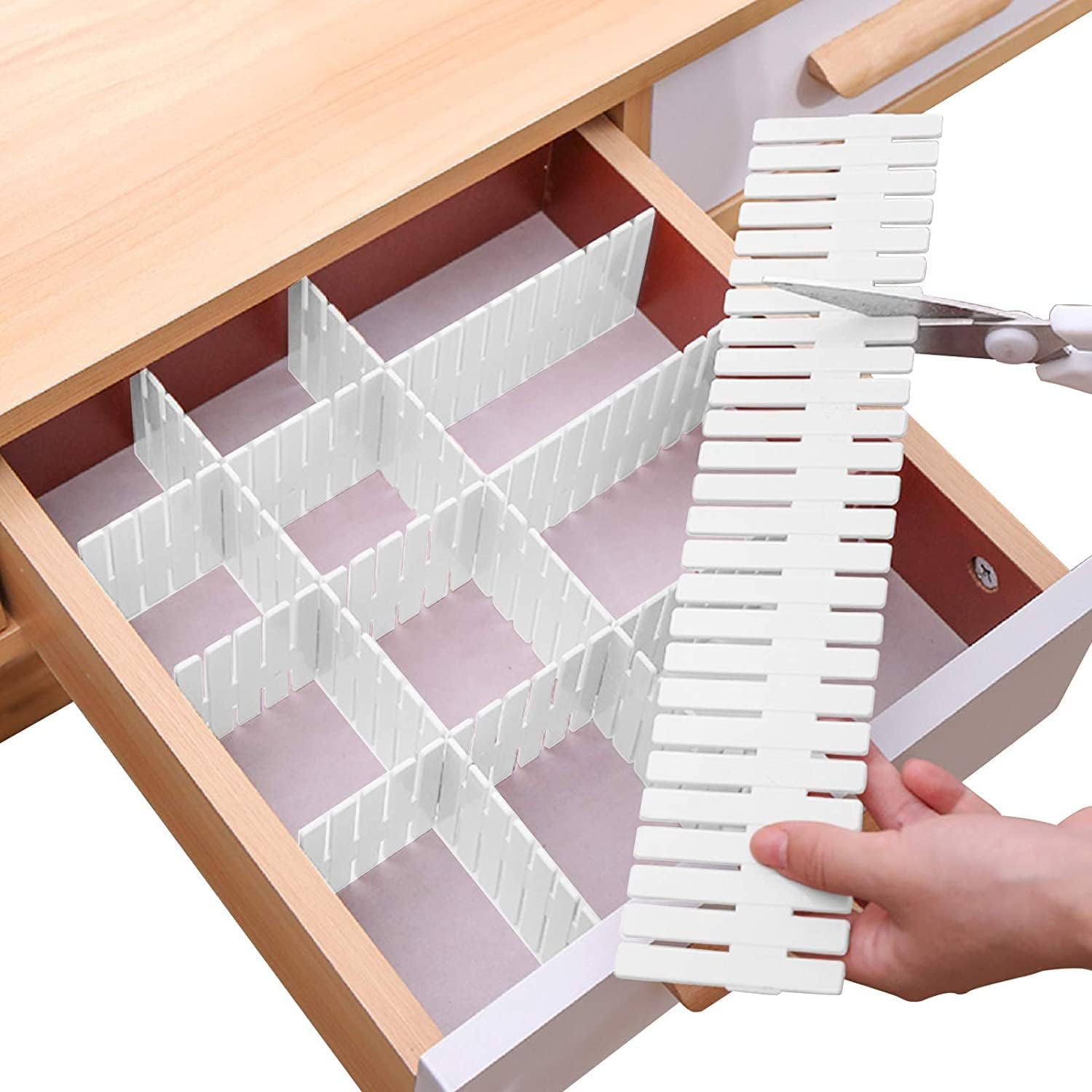 Drawer Divider Adjustable DIY Storage Organizer Separator for Tidying Clutter Cutlery Underwear Socks Clothes Dresses Desk & Box in Kitchen Bathroom Bedroom Office (Cut at Will) Drawer Divider Adjustable DIY Storage Organizer Separator for Tidying Clutter Cutlery Underwear Socks Clothes Dresses Desk & Box in Kitchen Bathroom Bedroom Office (Cut at Will)